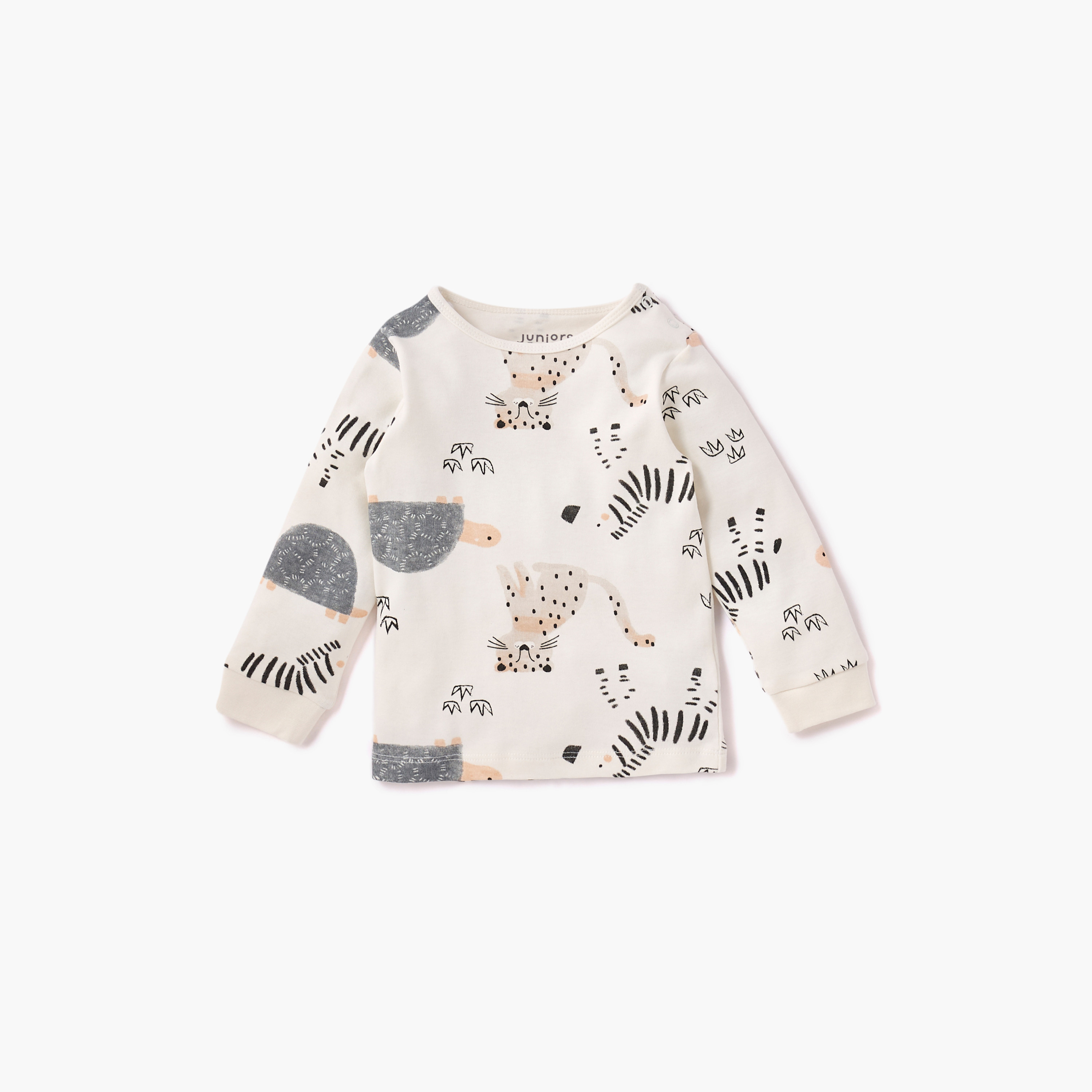 Juniors All-Over Wild Animals Print T-shirt and Pyjama Set-baby-boys-clothing-nightwear-pyjamasets-image-2