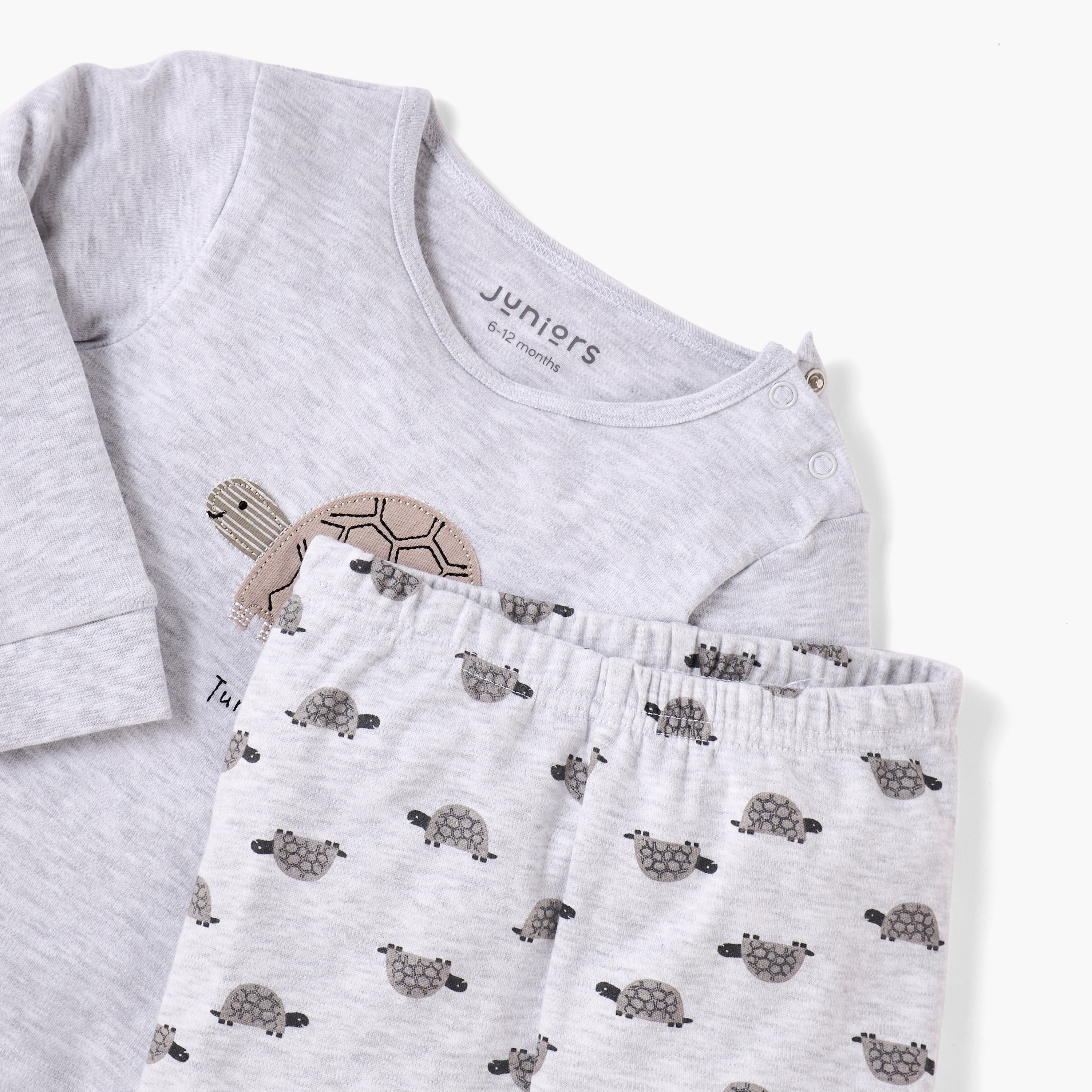 Juniors Turtle Print T-shirt and Pyjama Set-baby-boys-clothing-nightwear-pyjamasets-image-4