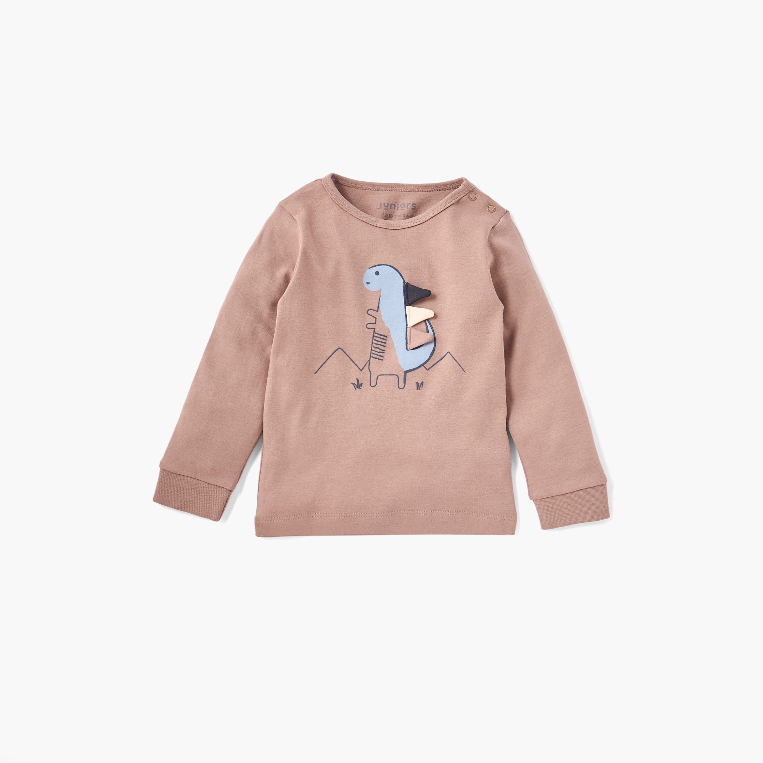 Juniors Dinosaur Applique T-shirt and Striped Pyjama Set-baby-boys-clothing-nightwear-pyjamasets-image-3