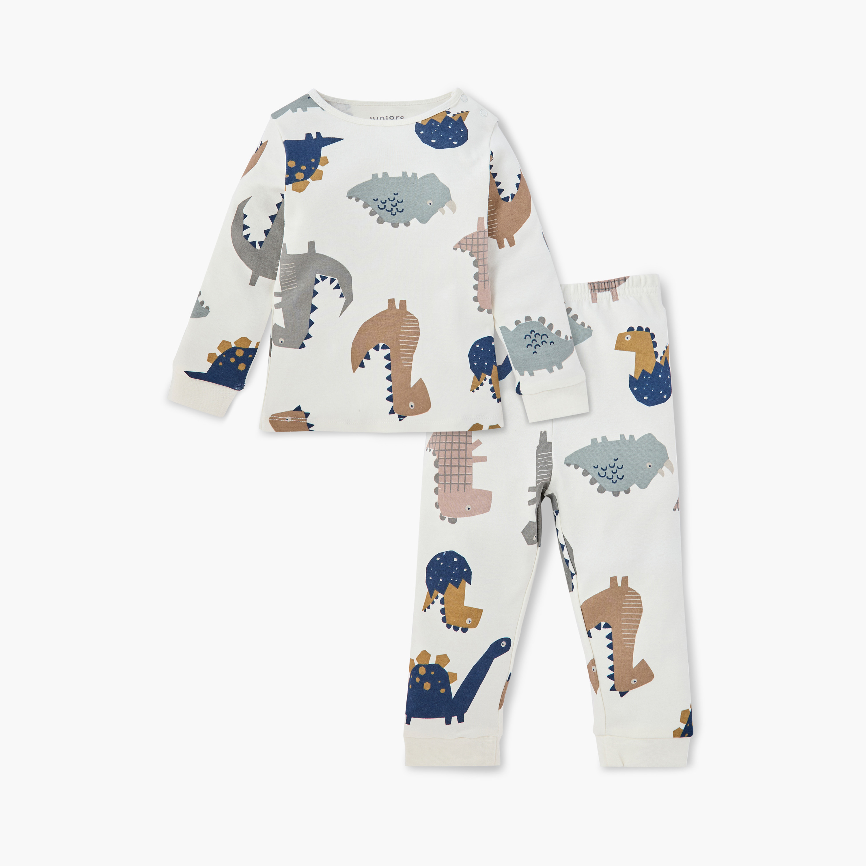 Juniors All-Over Dinosaur Print T-shirt and Pyjama Set-baby-boys-clothing-nightwear-pyjamasets-image-1