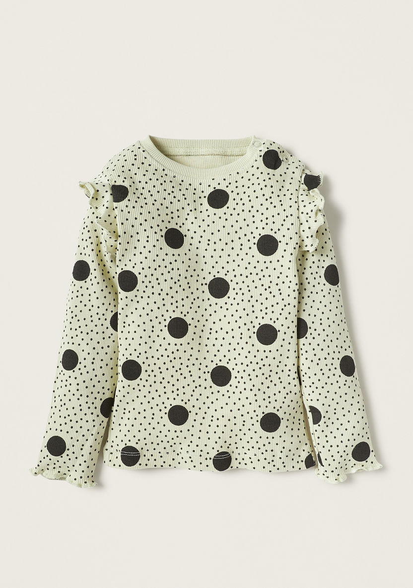 Juniors All-Over Polka Dot Print T-shirt and Elasticated Pyjama Set-Pyjama Sets-image-1