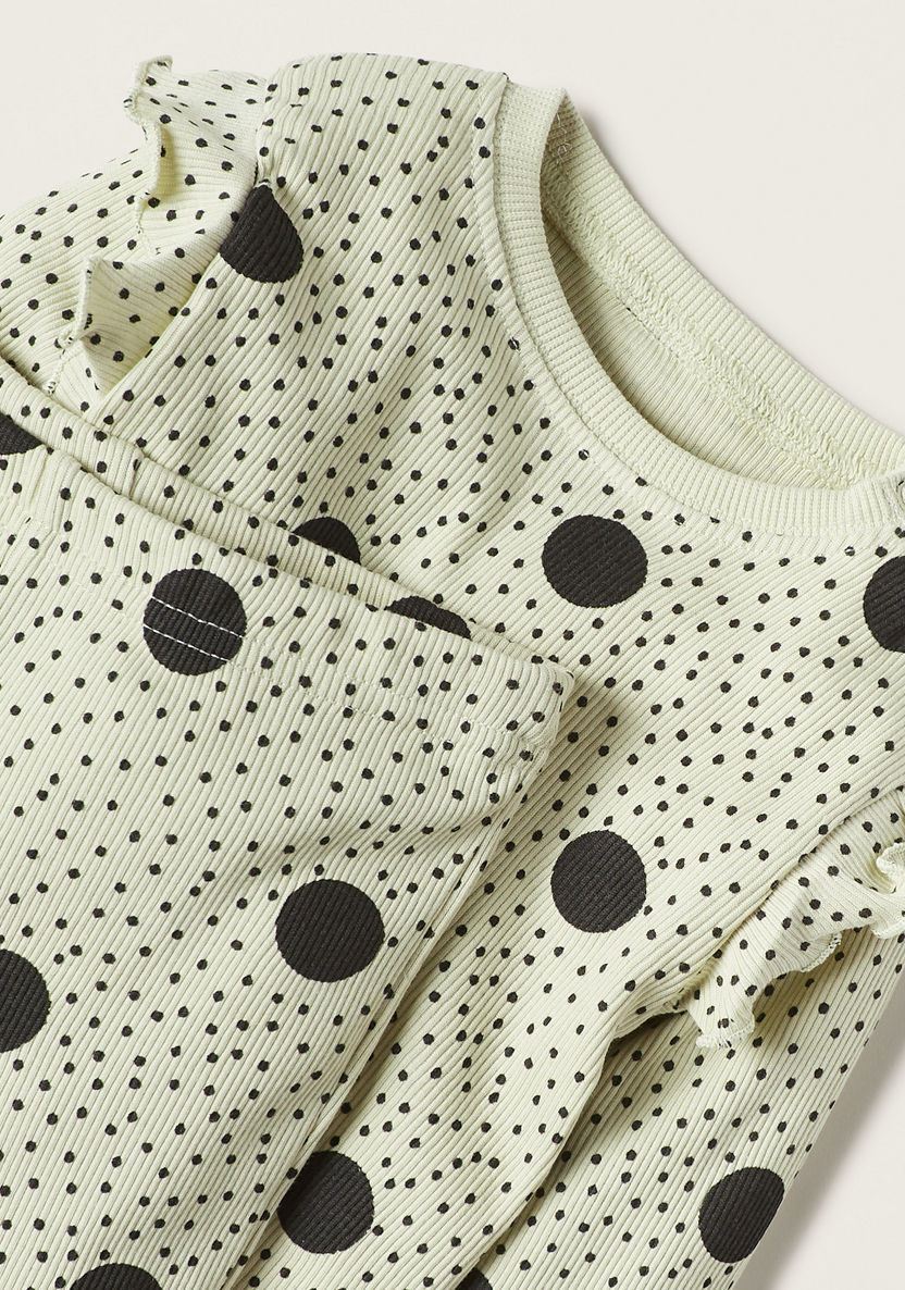Juniors All-Over Polka Dot Print T-shirt and Elasticated Pyjama Set-Pyjama Sets-image-3