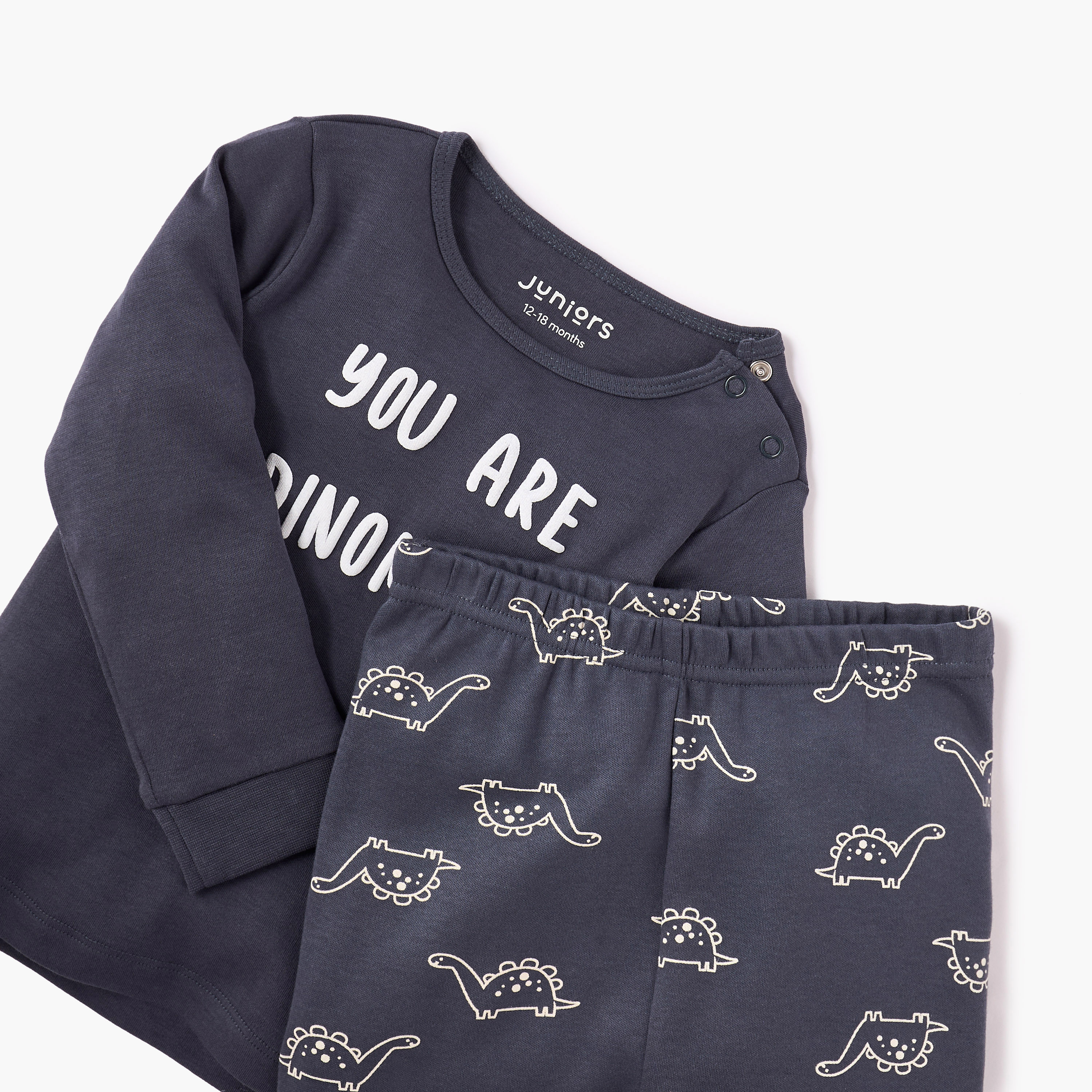 Juniors Dinosaur Print T-shirt and Pyjama Set-baby-boys-clothing-nightwear-pyjamasets-image-4
