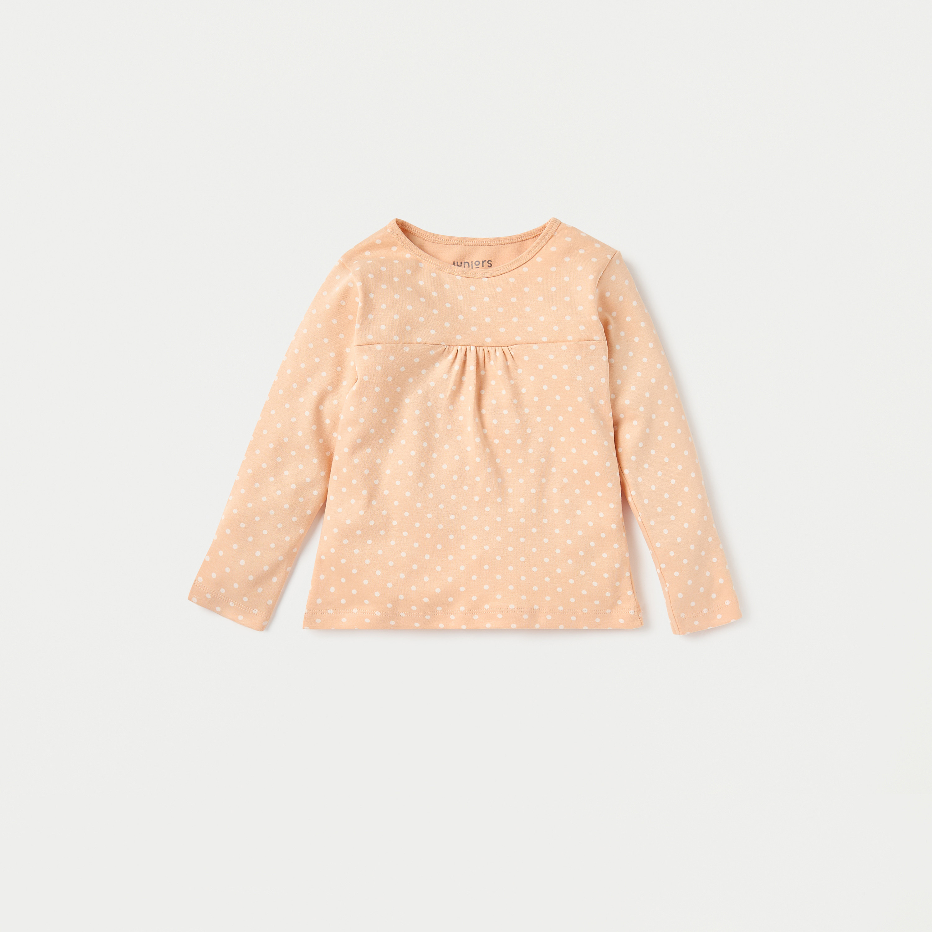 تيشيرت بأكمام طويلة وطبعات منقطة وبنطلون بيجاما بخصر مطاطي من جونيورز-baby-girls-clothing-nightwear-pyjamasets-image-2