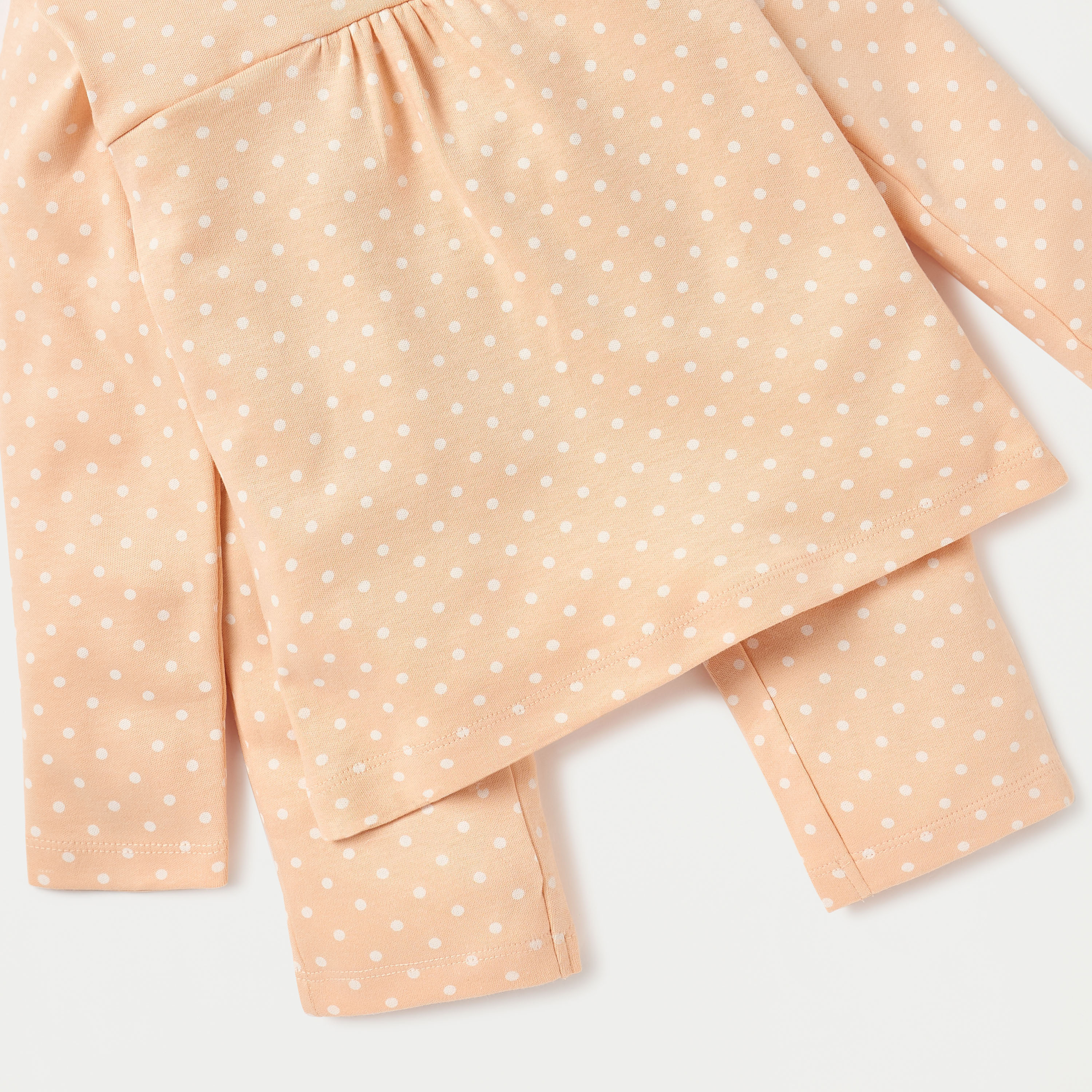 تيشيرت بأكمام طويلة وطبعات منقطة وبنطلون بيجاما بخصر مطاطي من جونيورز-baby-girls-clothing-nightwear-pyjamasets-image-5