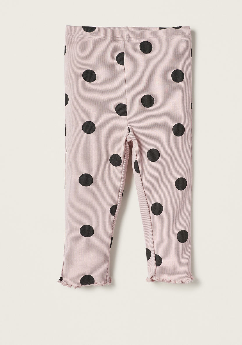 Juniors All-Over Polka Dot Print T-shirt and Elasticated Pyjama Set-Sleepsuits-image-2