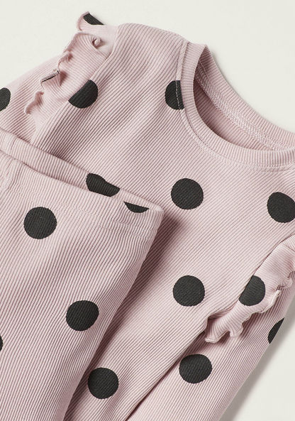 Juniors All-Over Polka Dot Print T-shirt and Elasticated Pyjama Set-Sleepsuits-image-3