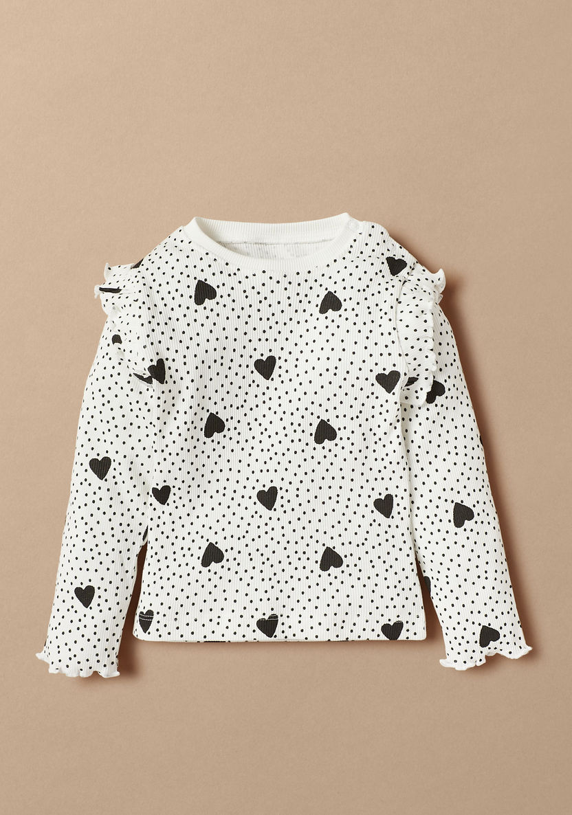 Juniors All-Over Heart Print T-shirt and Elasticated Pyjama Set-Pyjama Sets-image-1