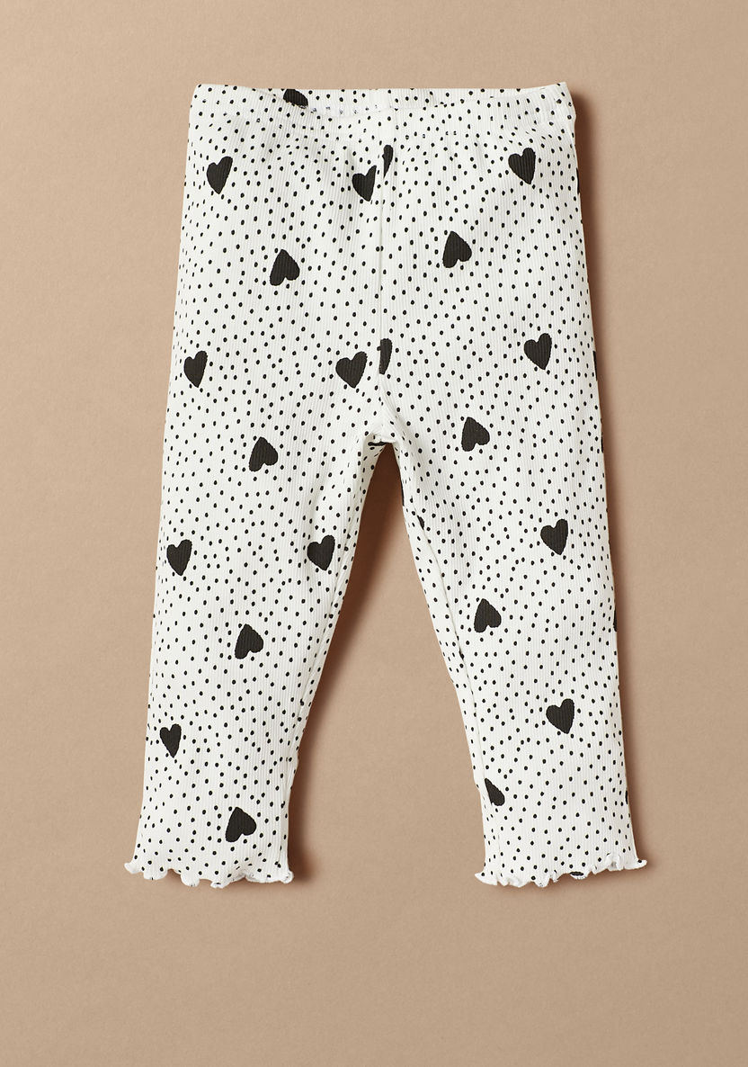 Juniors All-Over Heart Print T-shirt and Elasticated Pyjama Set-Pyjama Sets-image-2