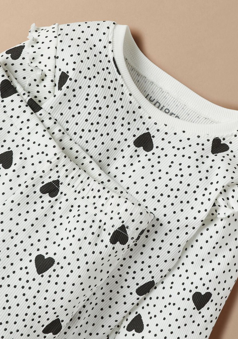 Juniors All-Over Heart Print T-shirt and Elasticated Pyjama Set-Pyjama Sets-image-3