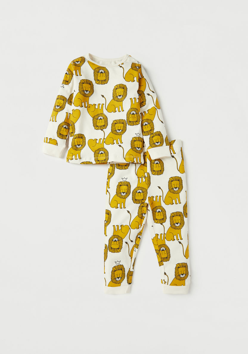 Buy Juniors All-Over Lion Print T-shirt and Pyjama Set Online ...