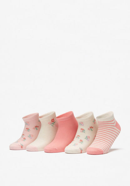Set of 5 - Floral Print Ankle Length Socks-Girl%27s Socks & Tights-image-0