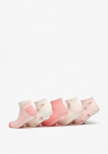 Set of 5 - Floral Print Ankle Length Socks-Girl%27s Socks & Tights-image-2