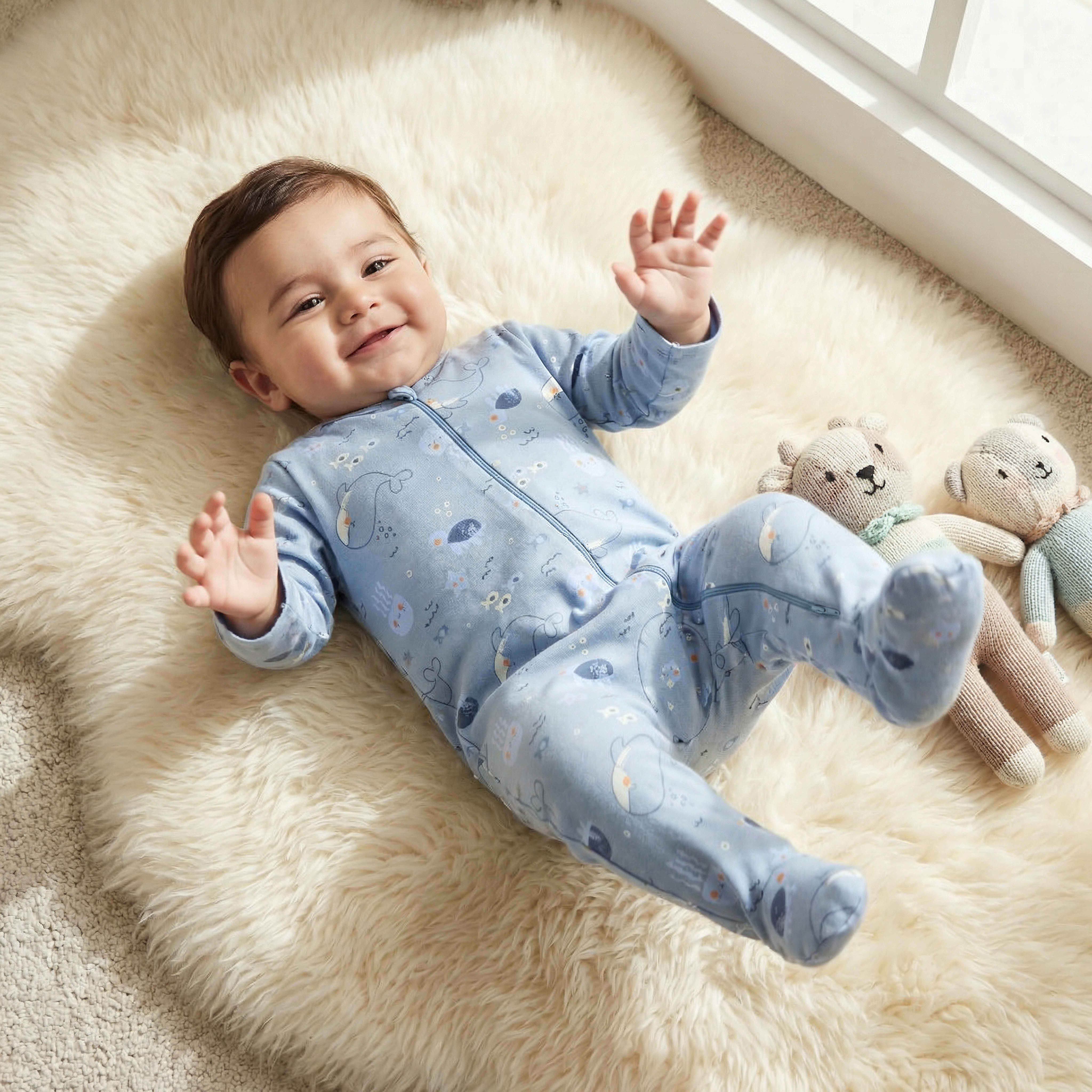 بدلة نوم مغلقة القدمين بسحاب إغلاق وطبعات من جونيورز-baby-boys-clothing-nightwear-sleepsuits-image-1
