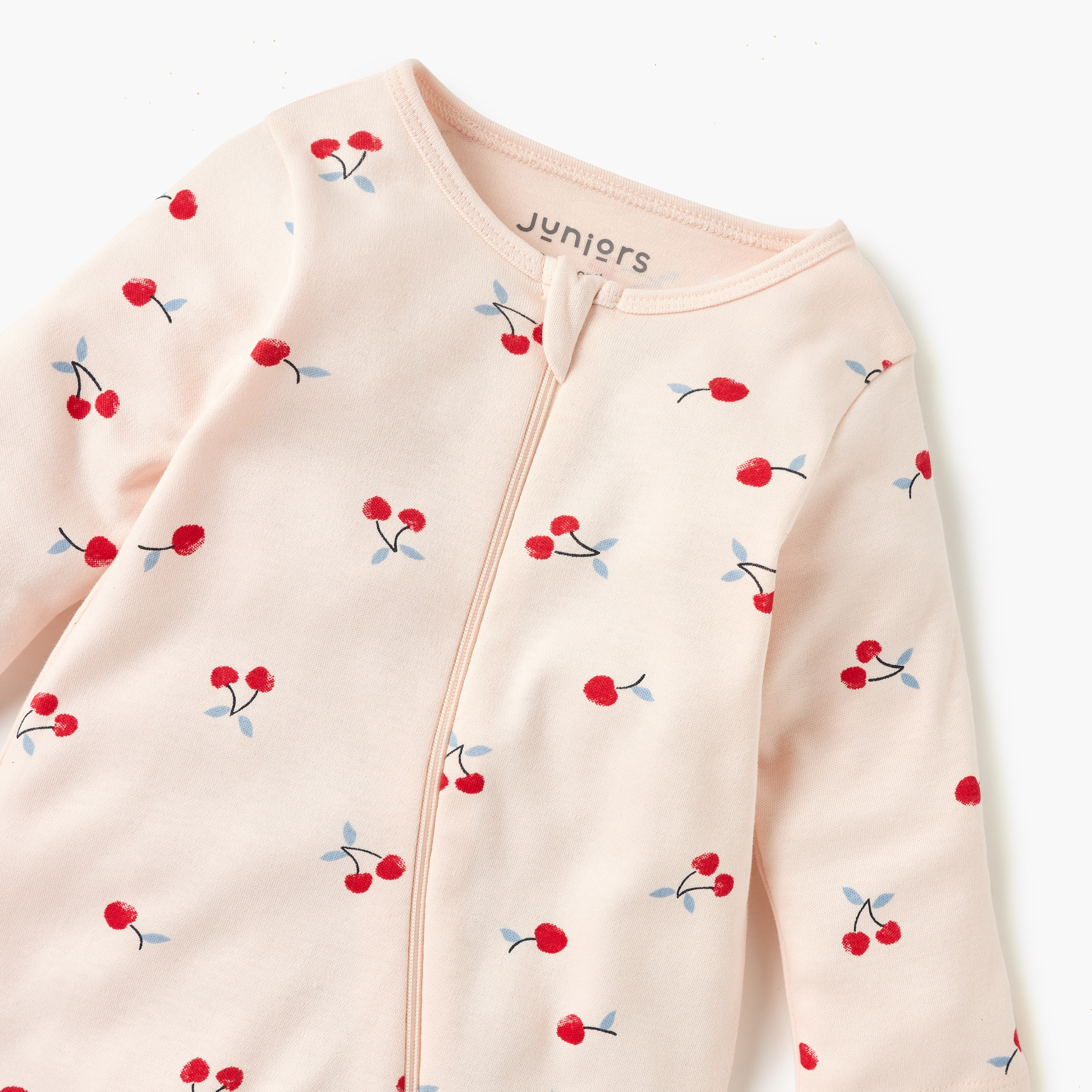 Juniors All-Over Cherry Print Sleepsuit with Long Sleeves and Zip Closure-baby-girls-clothing-nightwear-sleepsuits-image-3