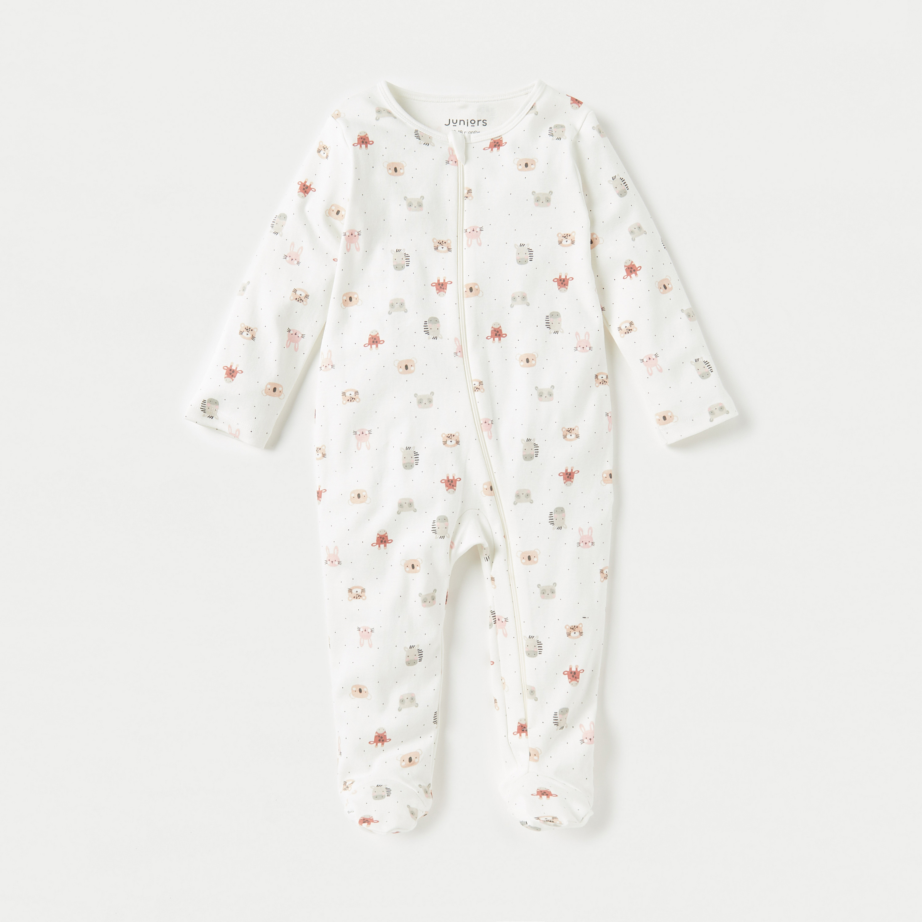 Juniors All-Over Animal Print Closed Feet Sleepsuit with Zip Closure-baby-girls-clothing-nightwear-sleepsuits-image-1