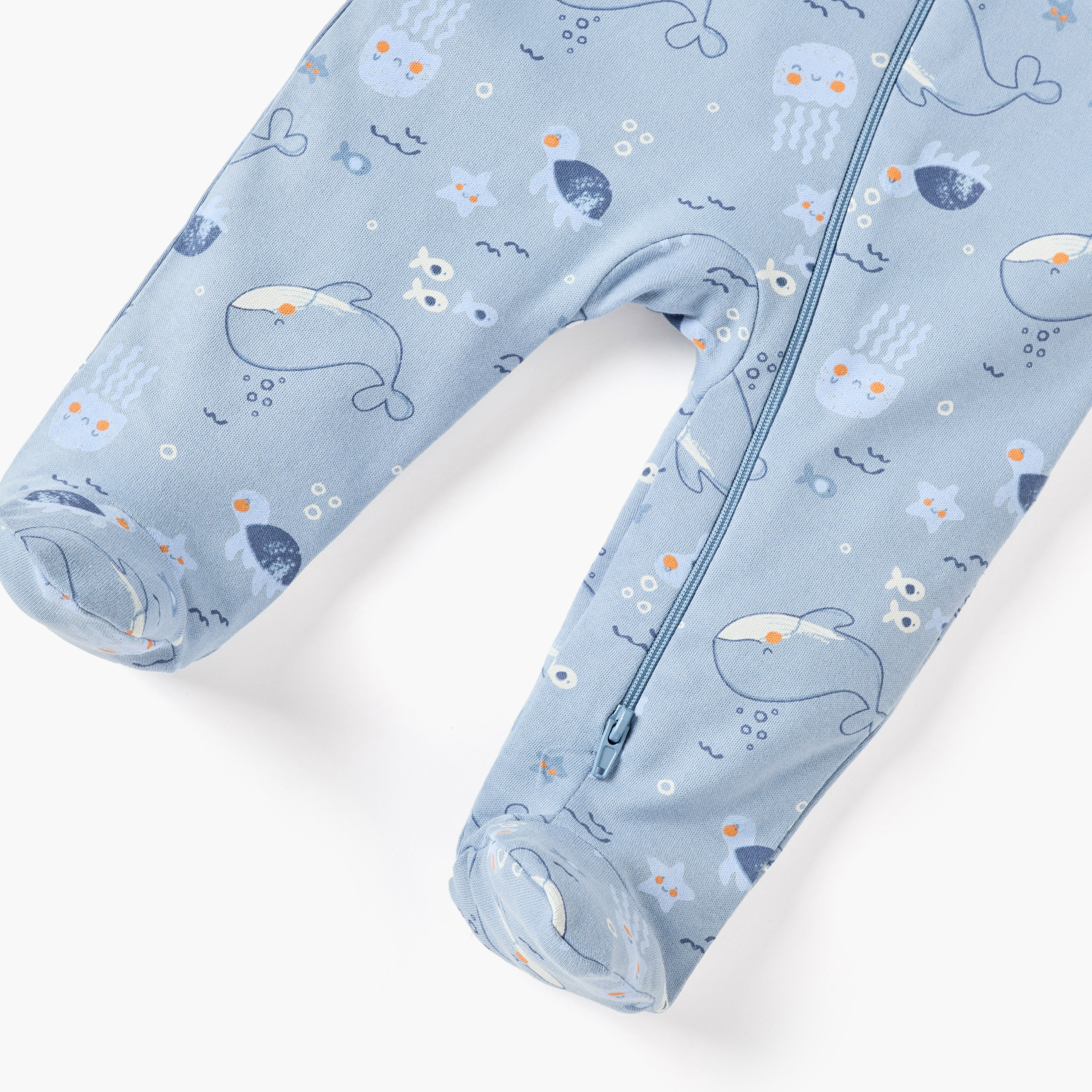 Juniors Whale Print Sleepsuit with Zip Closure and Long Sleeves-baby-boys-clothing-nightwear-sleepsuits-image-5