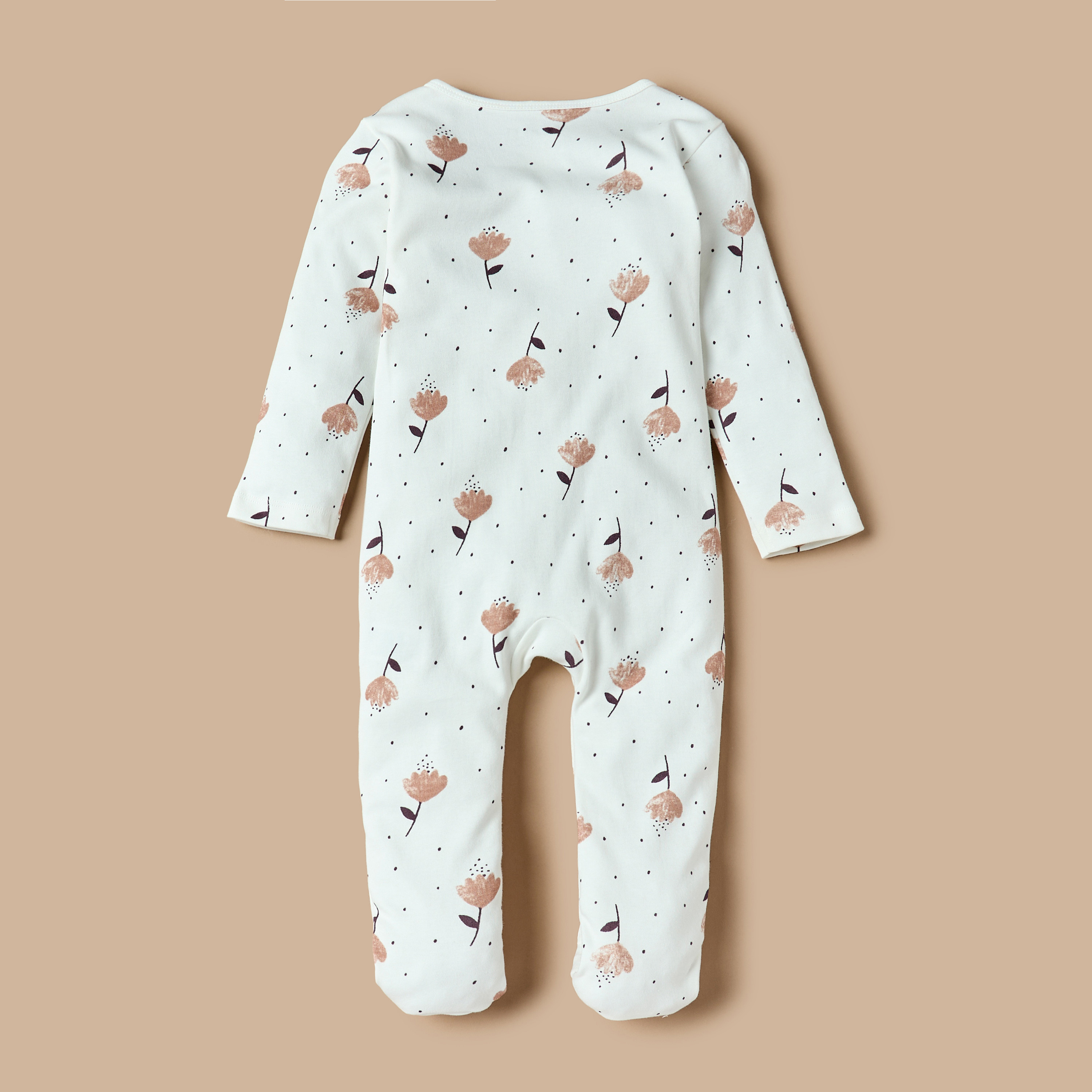 بدلة نوم قطن مغلقة القدمين بطبعات أزهار من جونيورز-baby-girls-clothing-nightwear-sleepsuits-image-4