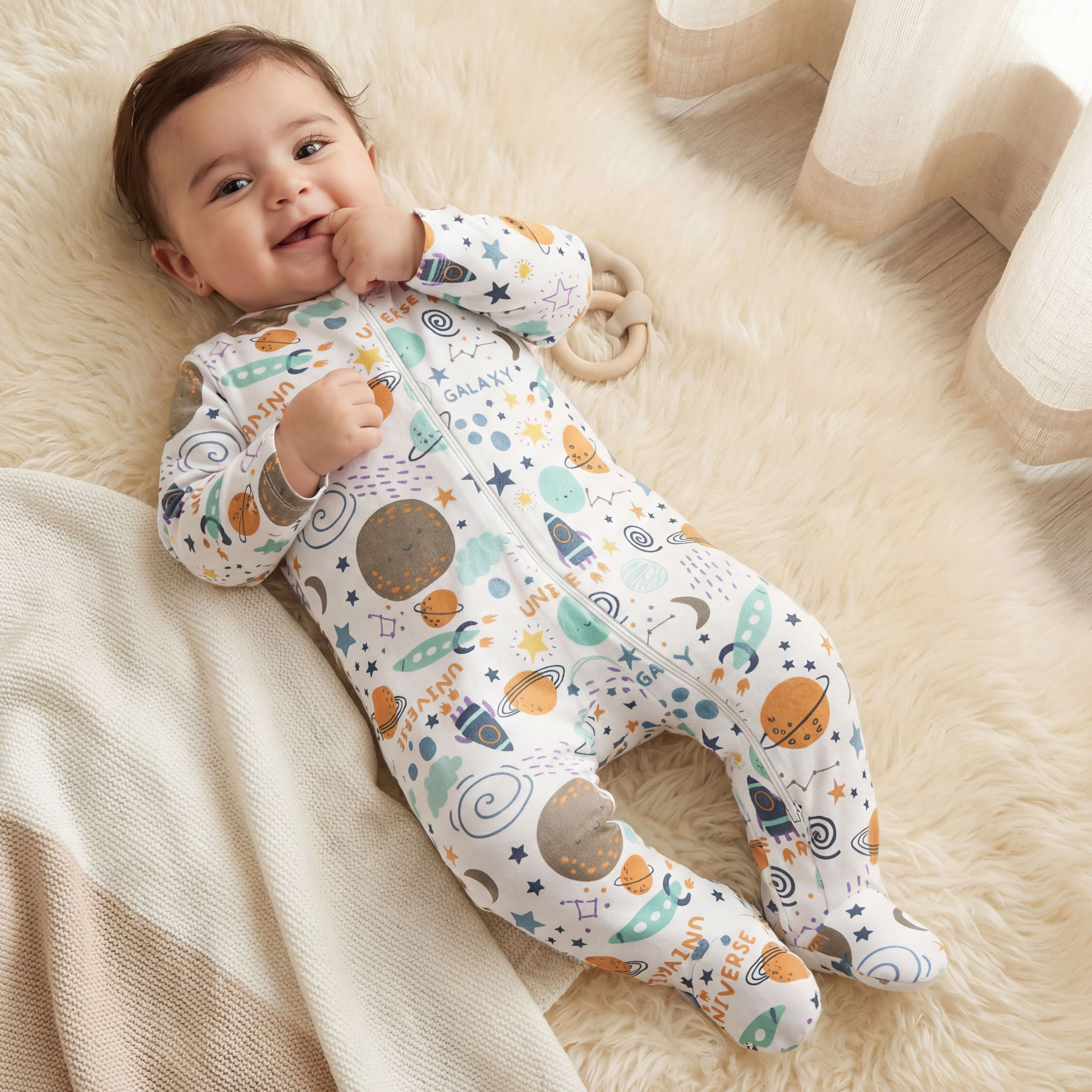 Juniors Galaxy Print Closed Feet Sleepsuit with Zip Closure-promo_babyshop_Buy3for69_UAE130126-image-1