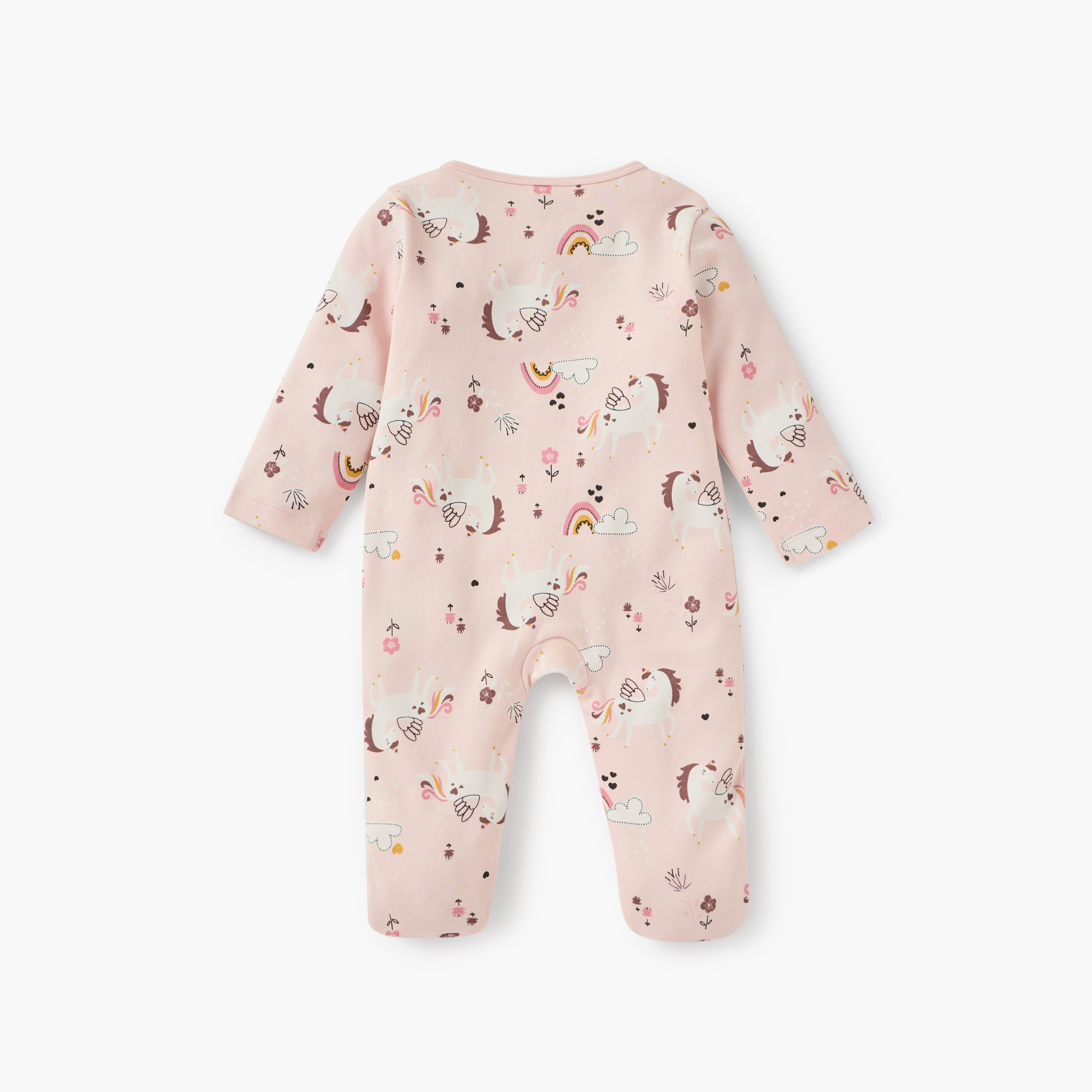 Juniors Unicorn Print Closed Feet Sleepsuit with Zip Closure-baby-girls-clothing-nightwear-sleepsuits-image-3