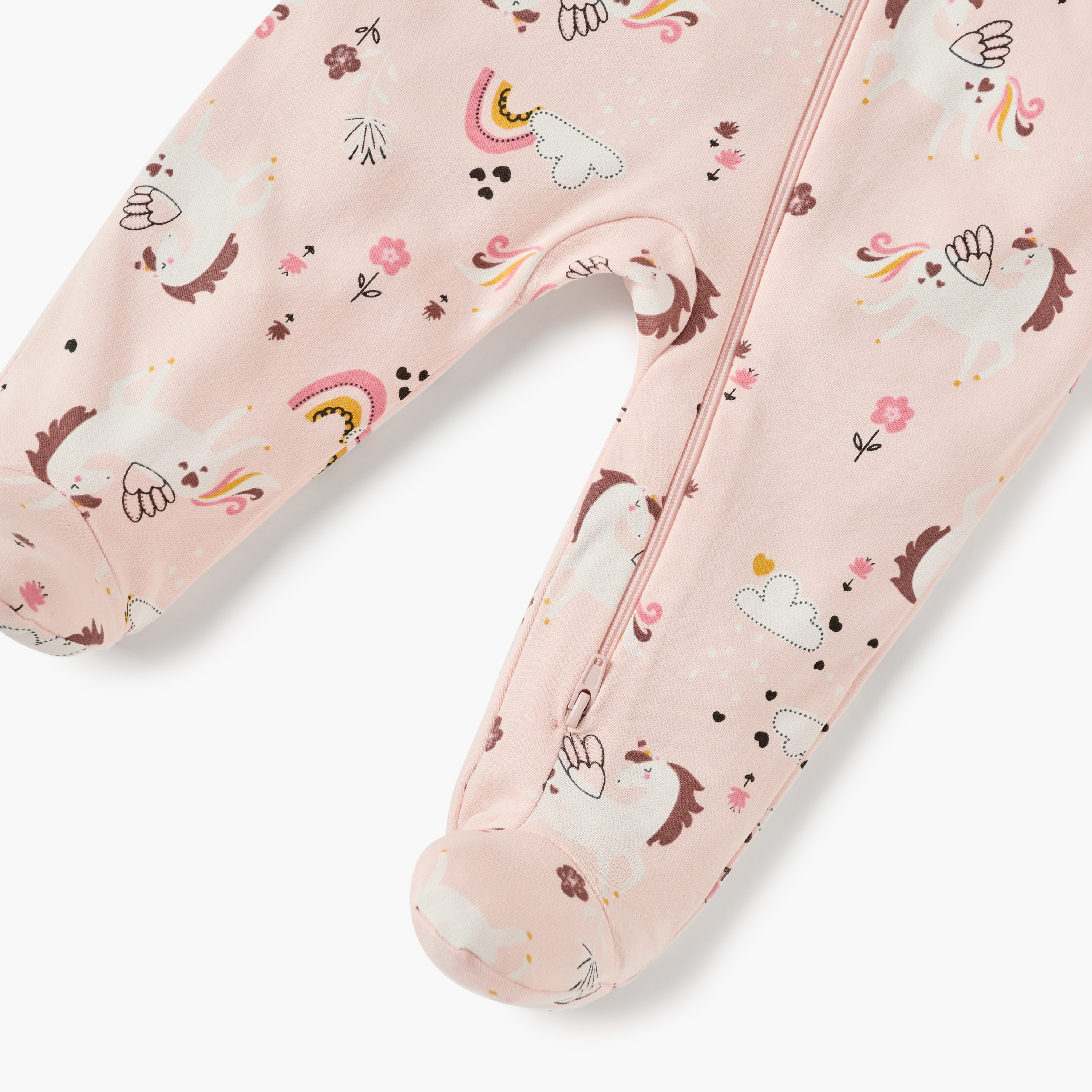Juniors Unicorn Print Closed Feet Sleepsuit with Zip Closure-baby-girls-clothing-nightwear-sleepsuits-image-5