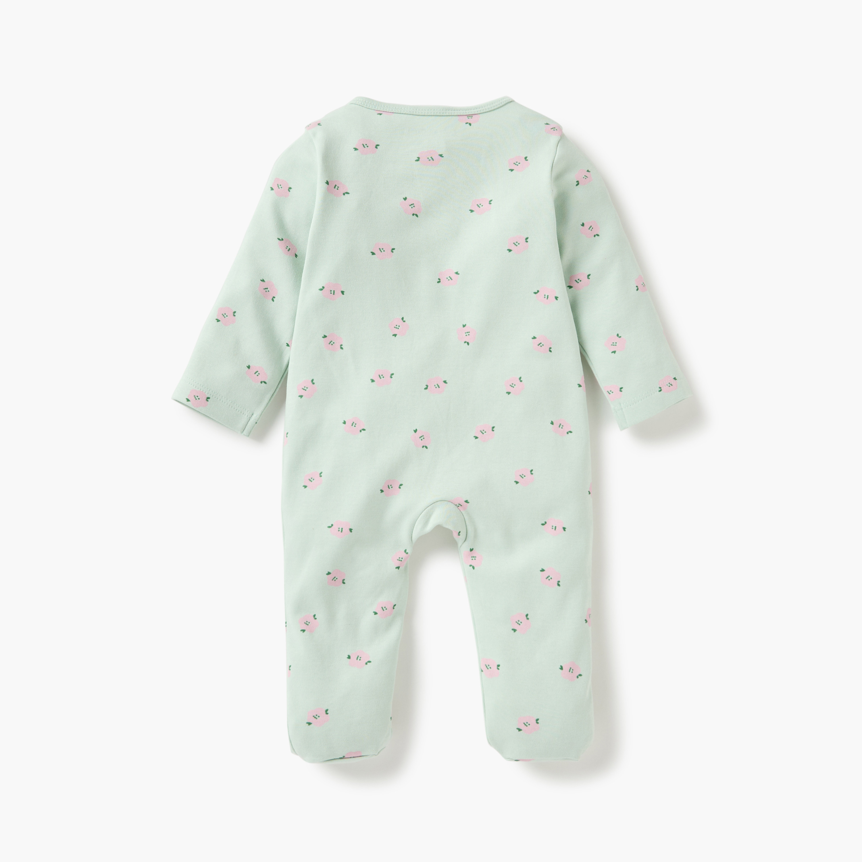 Juniors Floral Print Closed Feet Sleepsuit with Zip Closure-baby-girls-clothing-nightwear-sleepsuits-image-3