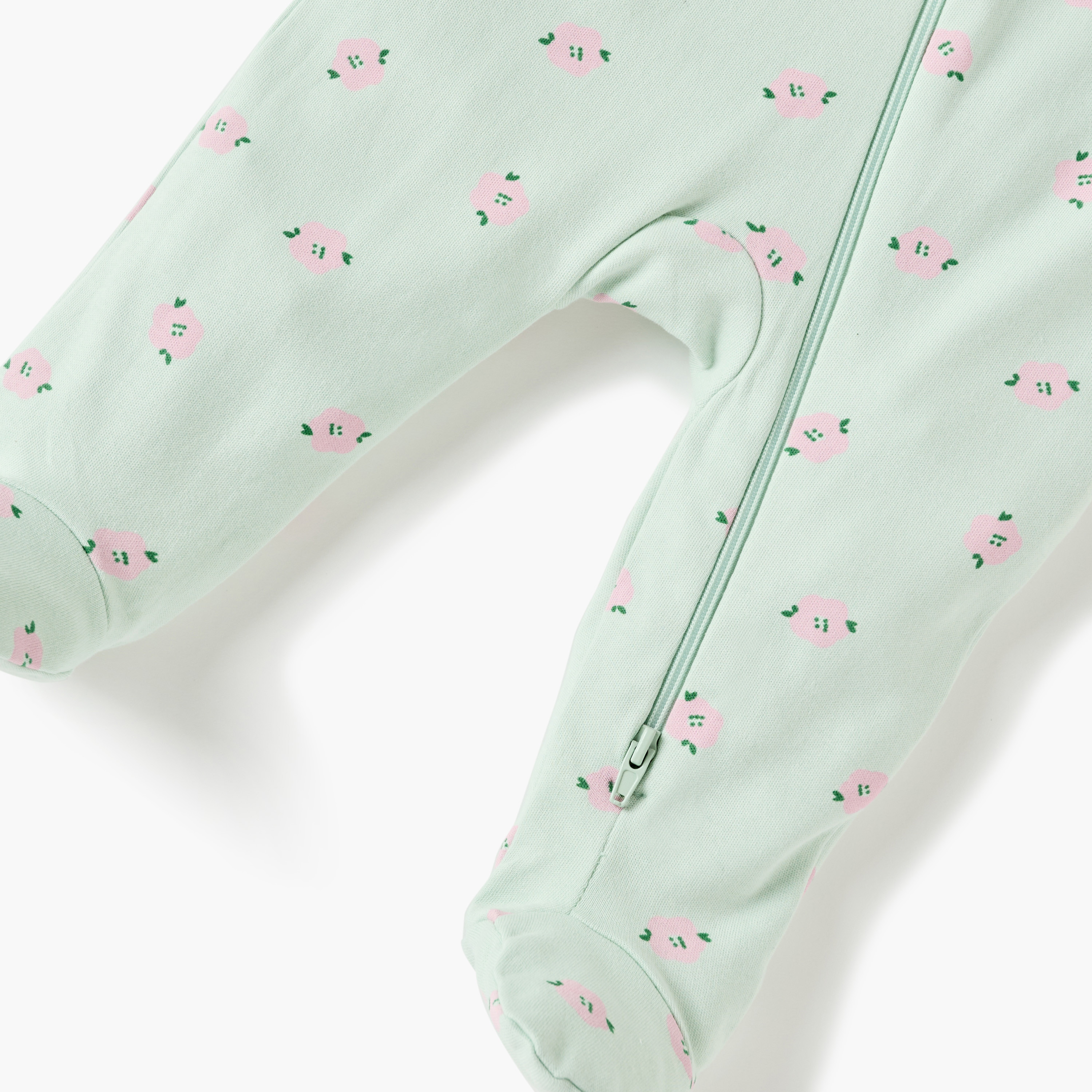 Juniors Floral Print Closed Feet Sleepsuit with Zip Closure-baby-girls-clothing-nightwear-sleepsuits-image-5
