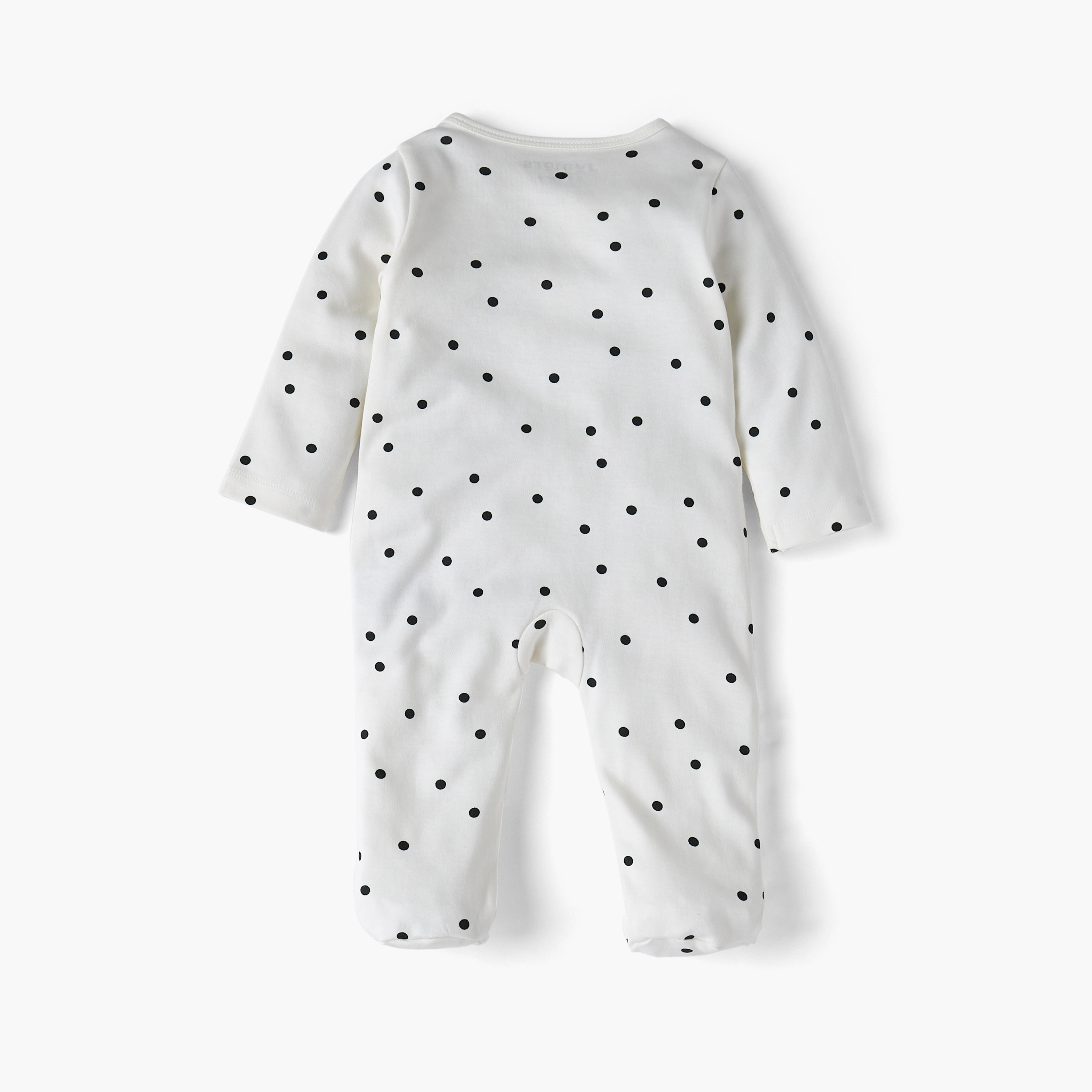 Juniors Polka Dot Print Sleepsuit with Long Sleeves and Zip Closure-baby-girls-clothing-nightwear-sleepsuits-image-3