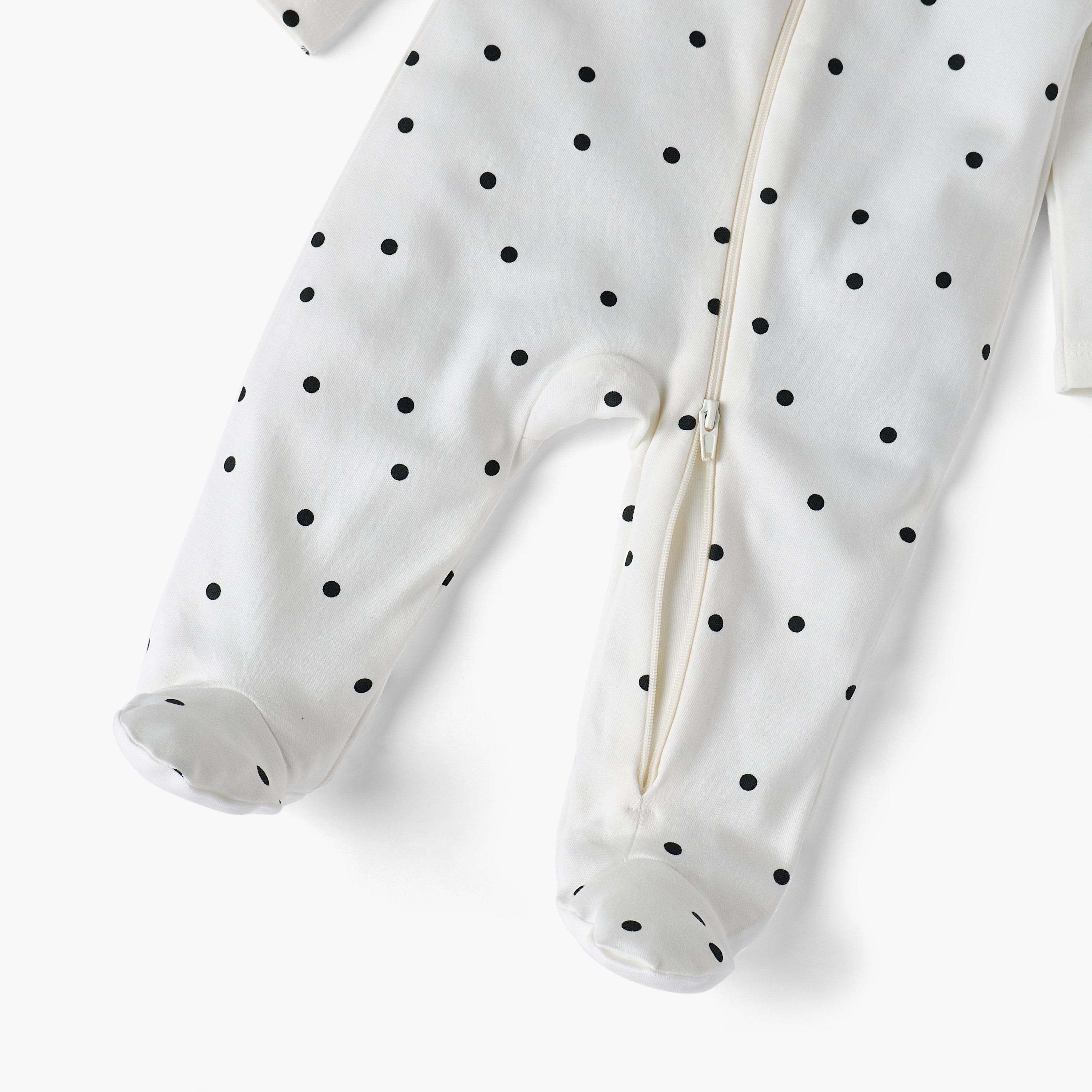 Juniors Polka Dot Print Sleepsuit with Long Sleeves and Zip Closure-baby-girls-clothing-nightwear-sleepsuits-image-5