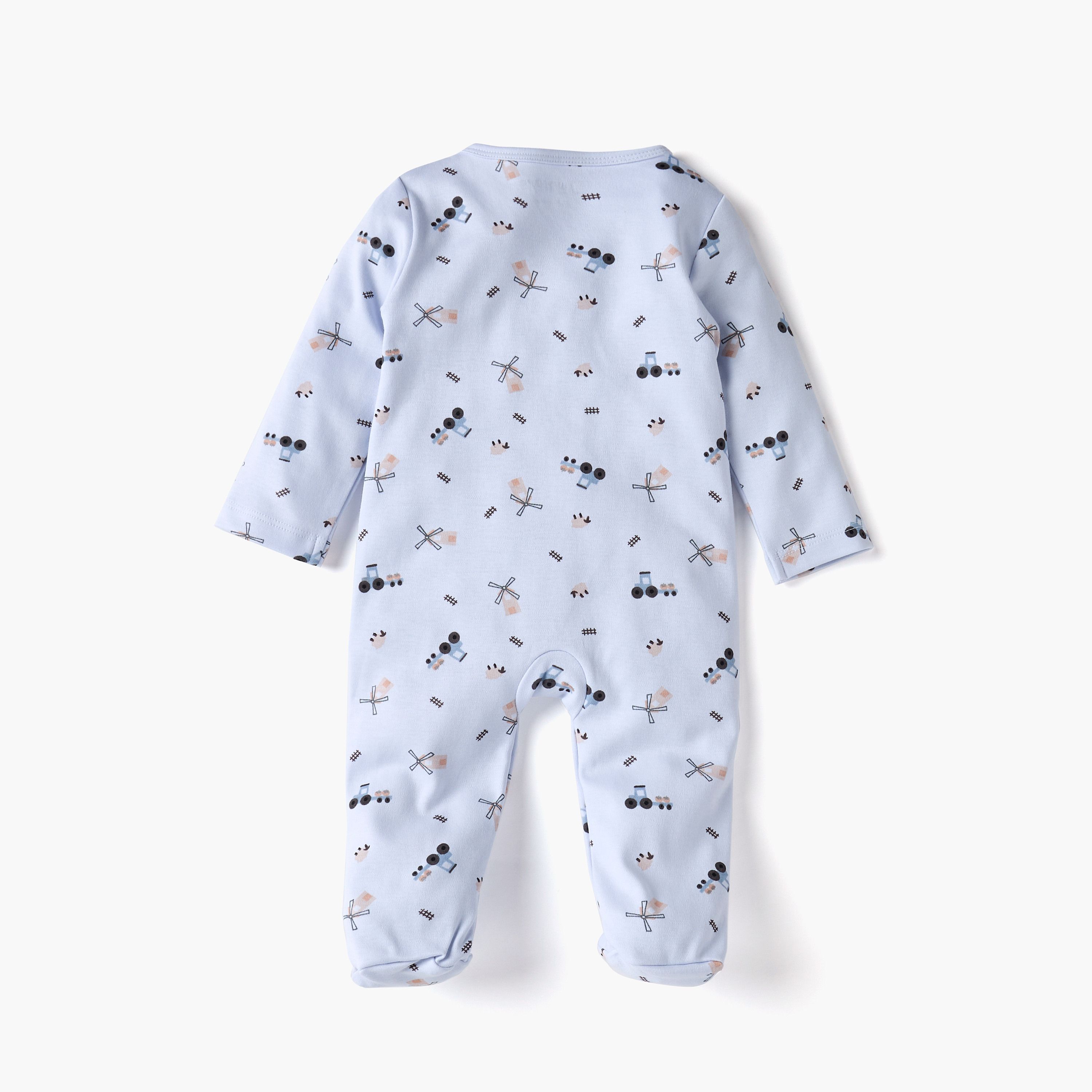 Juniors Printed Sleepsuit with Long Sleeves and Zip Closure-baby-boys-clothing-nightwear-sleepsuits-image-3