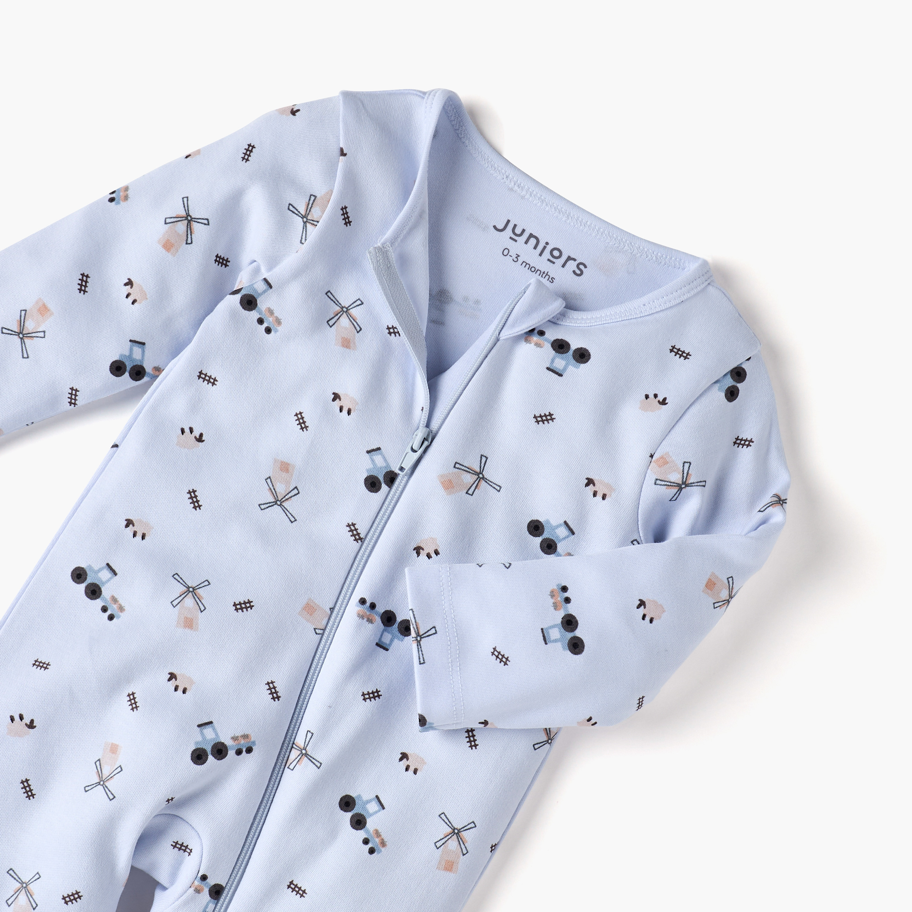Juniors Printed Sleepsuit with Long Sleeves and Zip Closure-baby-boys-clothing-nightwear-sleepsuits-image-4