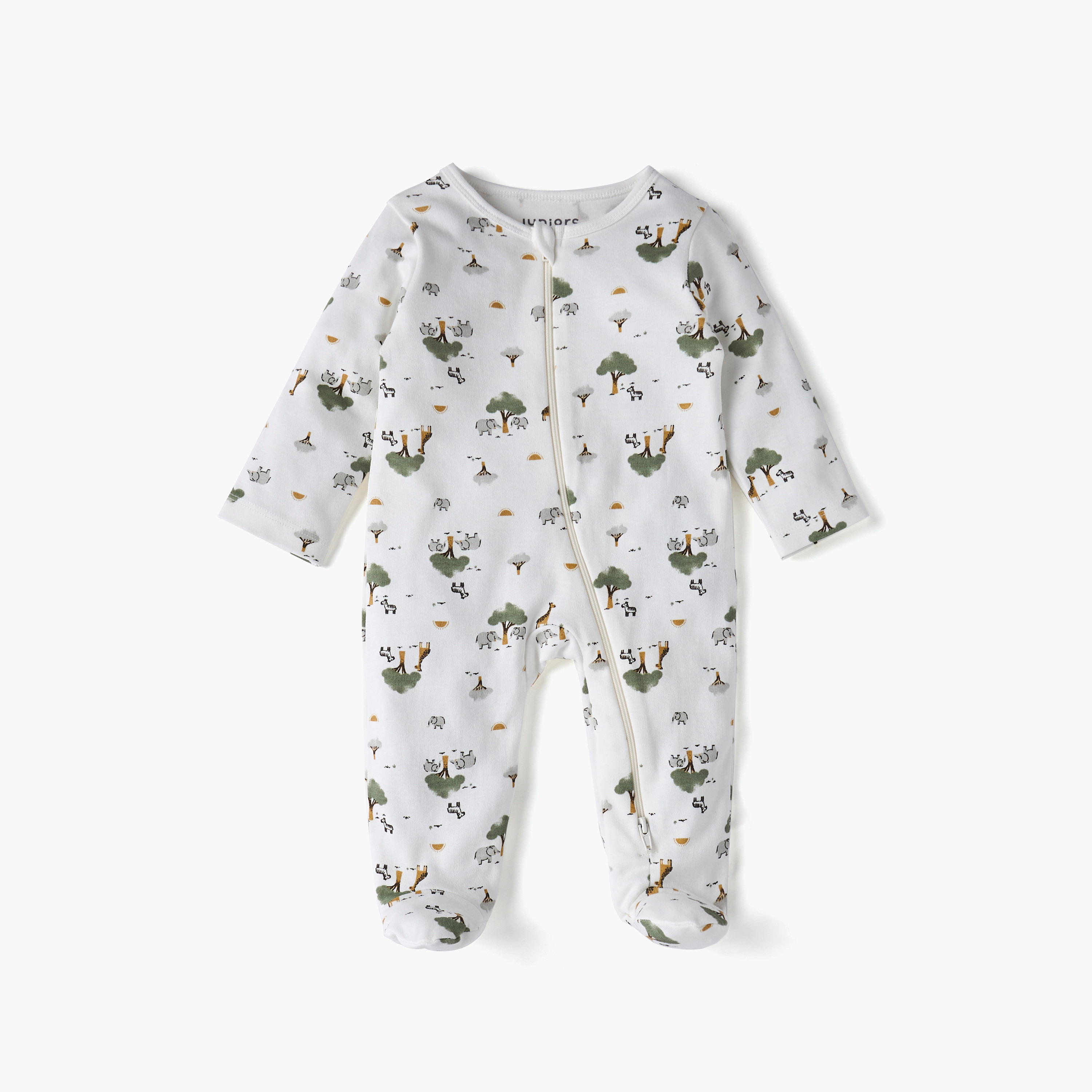 Juniors All-Over Print Closed Feet Sleepsuit with Long Sleeves-baby-boys-clothing-nightwear-sleepsuits-image-2