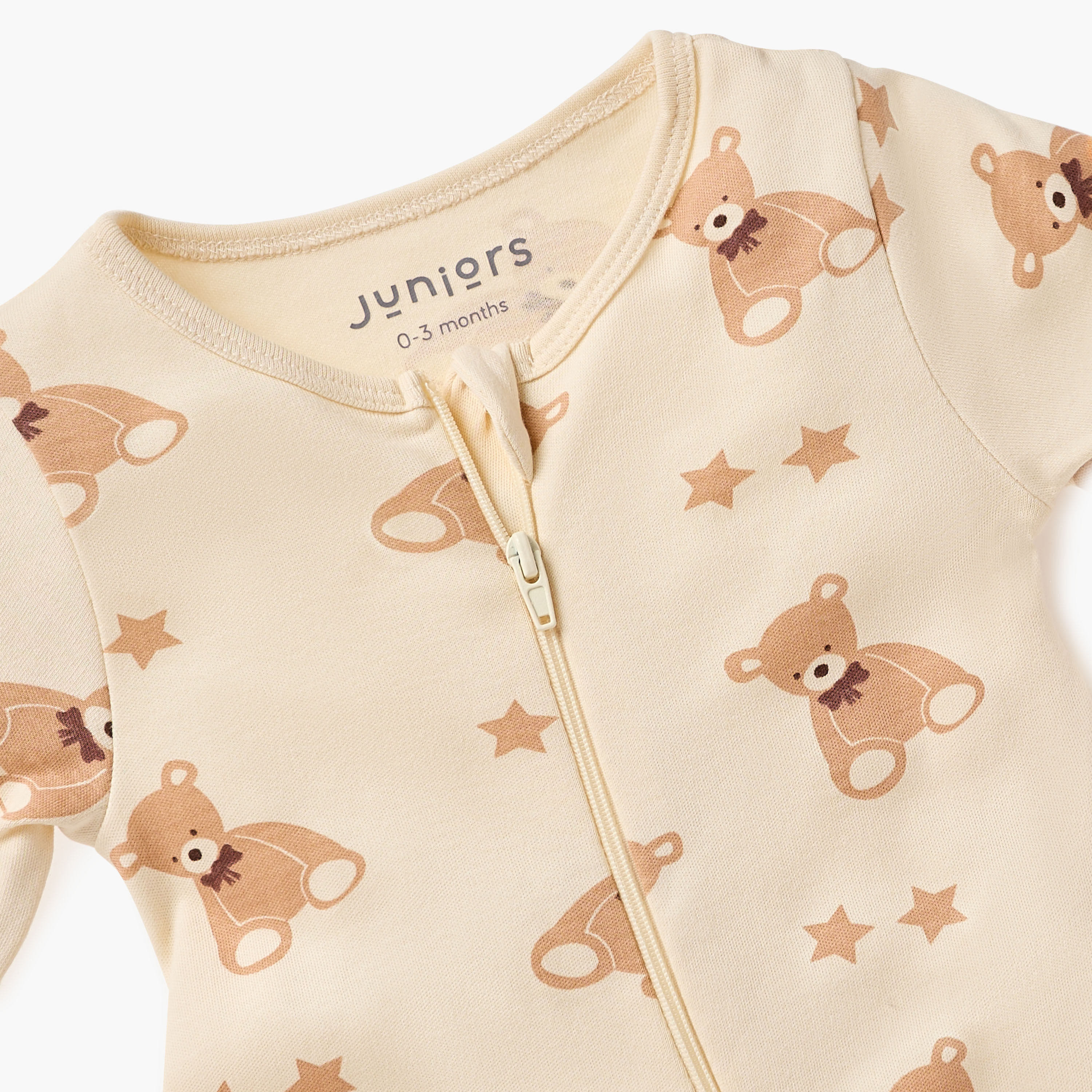 Juniors All-Over Teddy Bear Print Closed Feet Sleepsuit with Long Sleeves-baby-boys-clothing-nightwear-sleepsuits-image-3