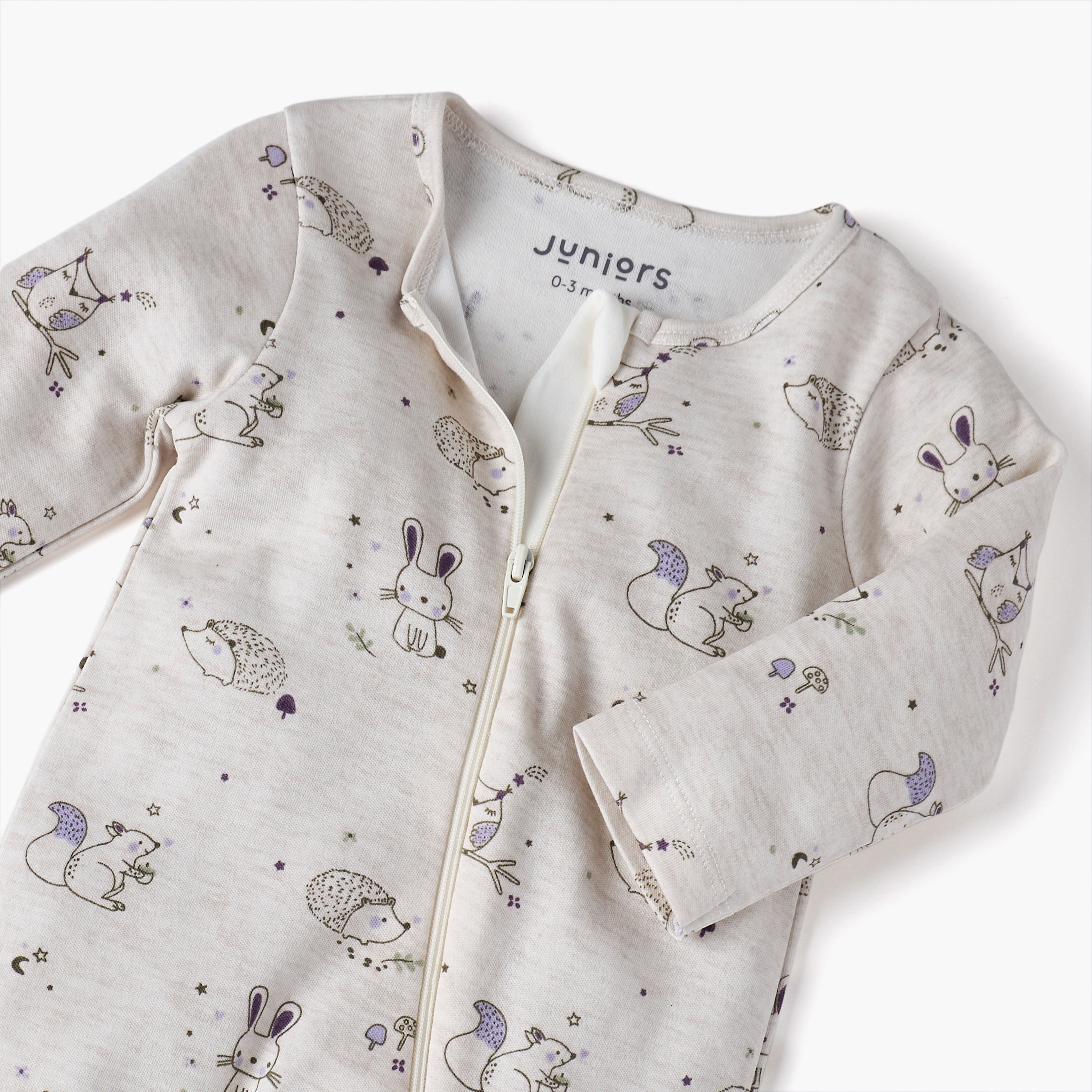 Juniors Printed Sleepsuit with Long Sleeves and Zip Closure-baby-boys-clothing-nightwear-sleepsuits-image-4