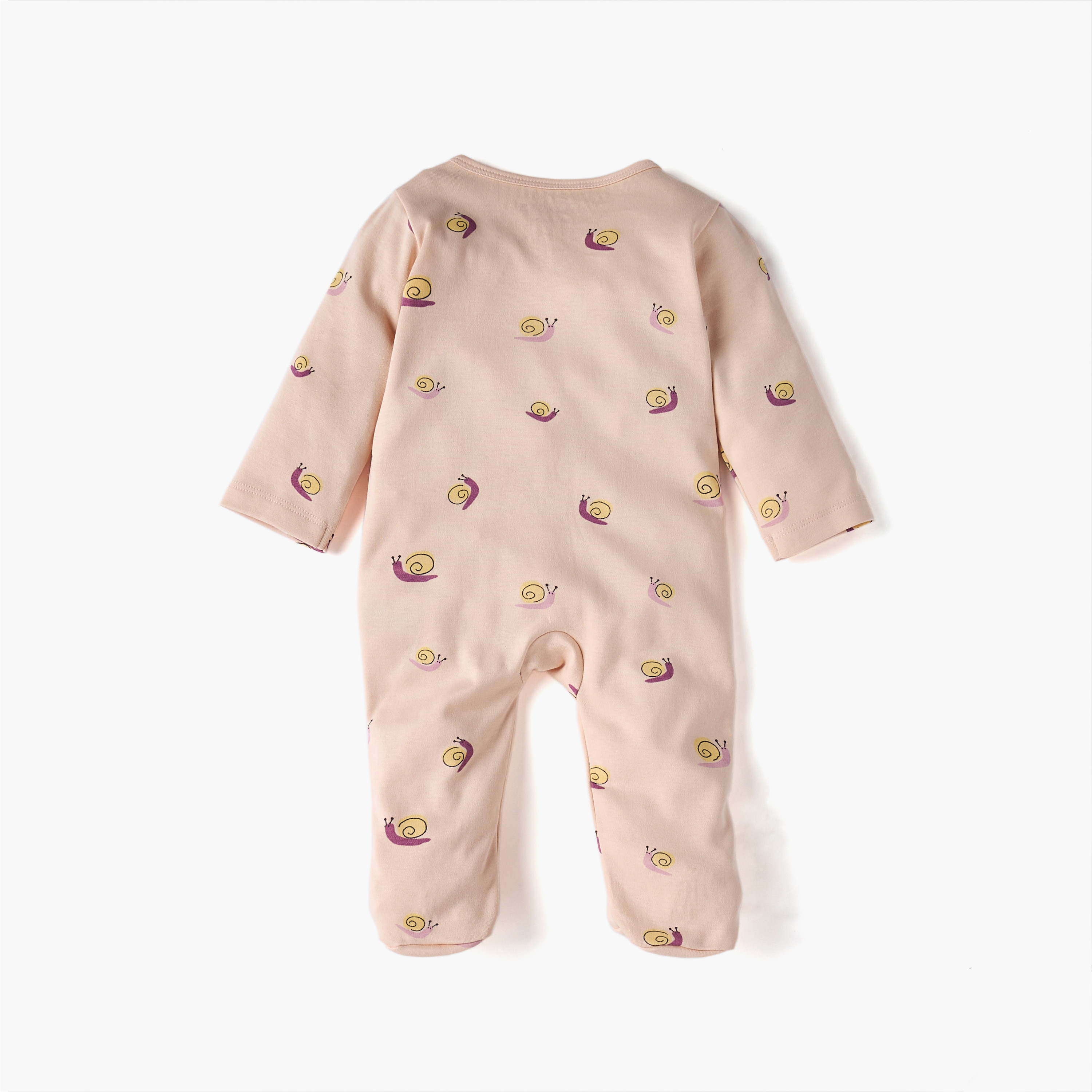 Juniors Snail Print Sleepsuit with Long Sleeves and Zip Closure-baby-boys-clothing-nightwear-sleepsuits-image-2