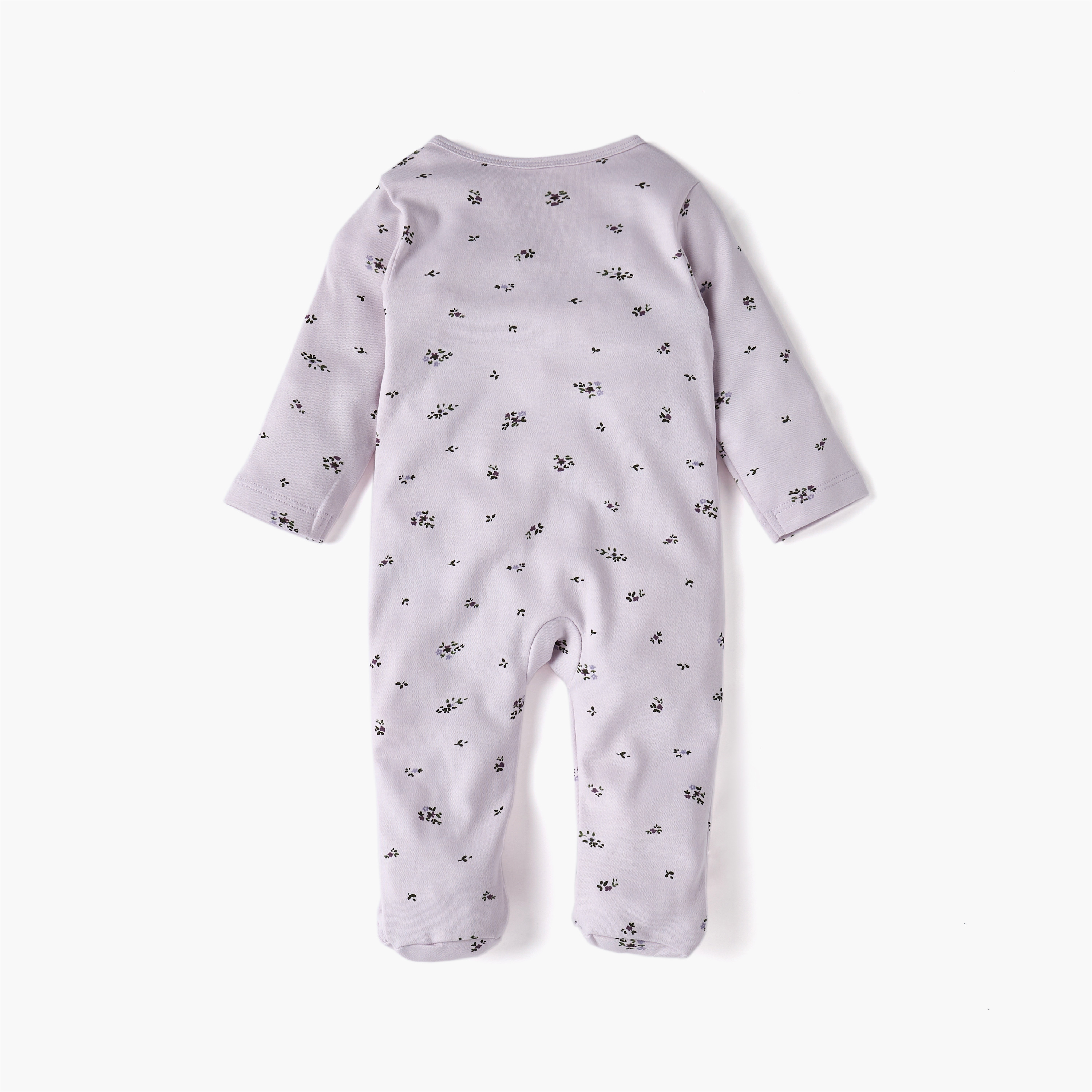 Juniors Floral Print Sleepsuit with Long Sleeves and Zip Closure-baby-girls-clothing-nightwear-sleepsuits-image-2