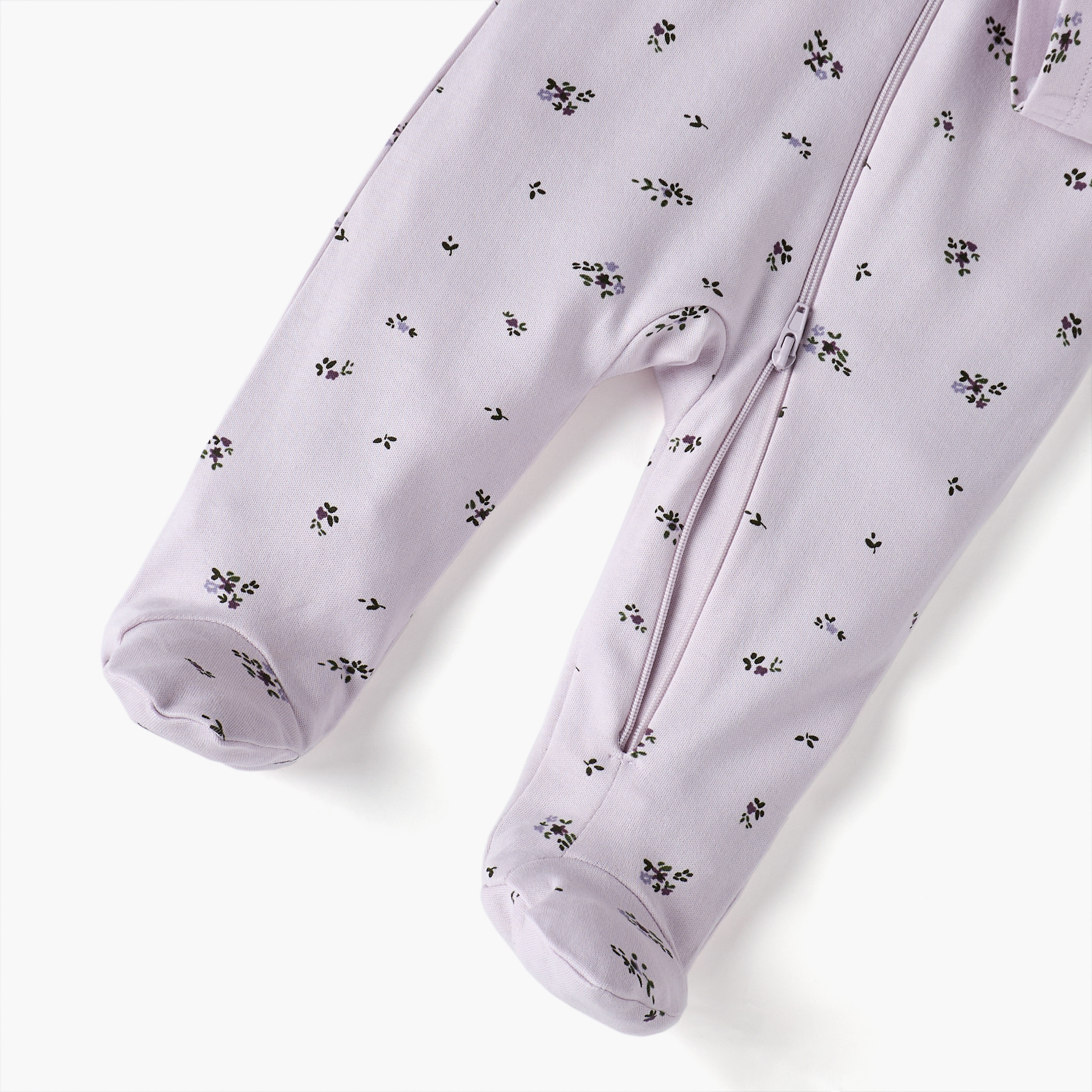 Juniors Floral Print Sleepsuit with Long Sleeves and Zip Closure-baby-girls-clothing-nightwear-sleepsuits-image-4