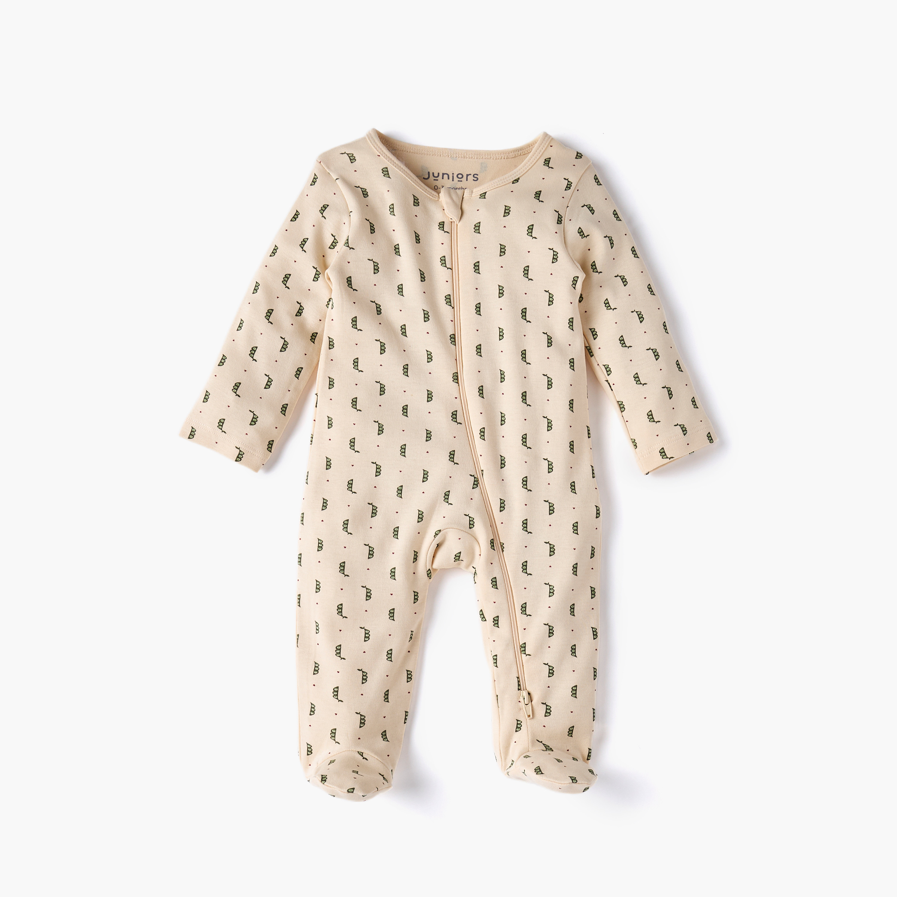Juniors Printed Sleepsuit with Long Sleeves and Zip Closure-baby-girls-clothing-nightwear-sleepsuits-image-2