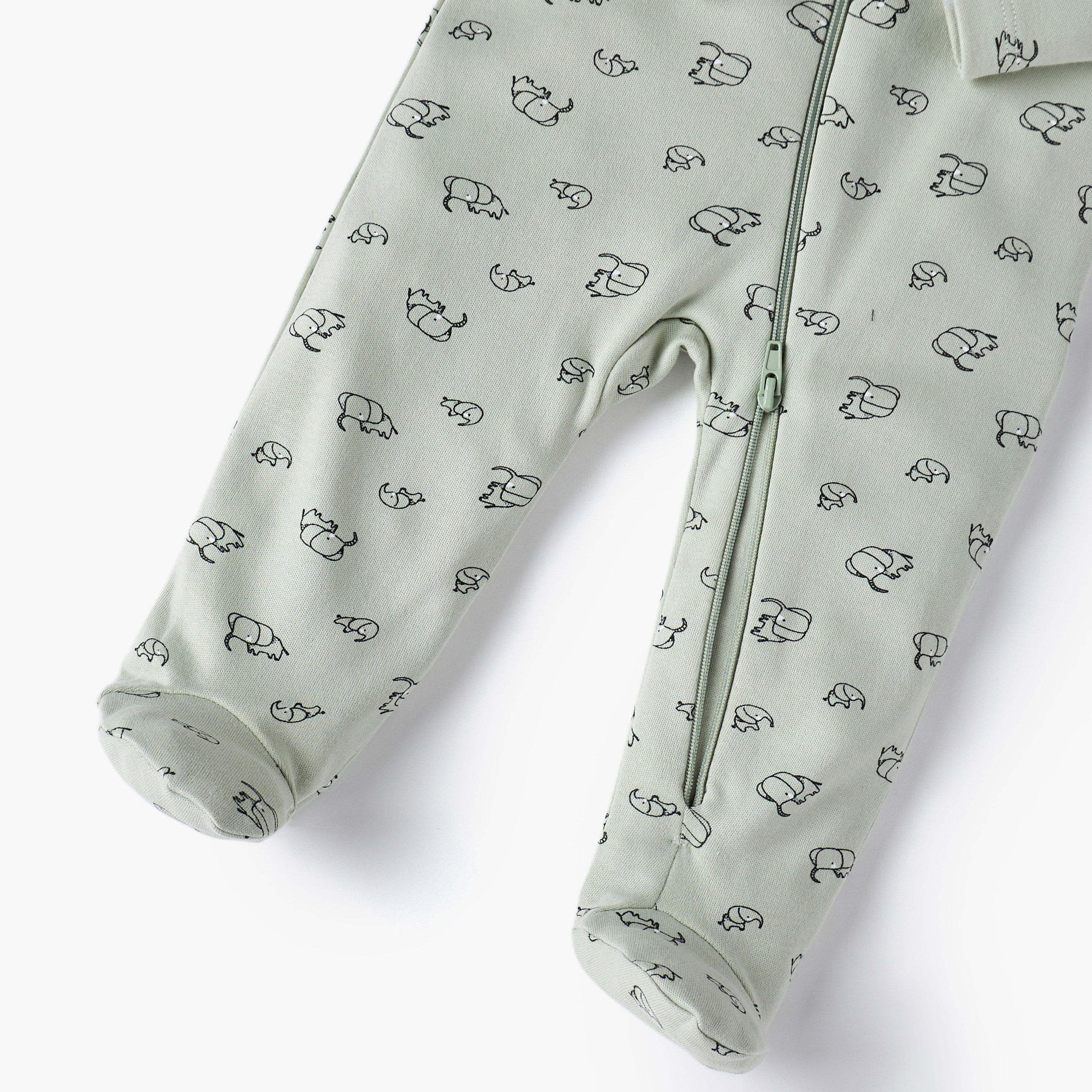 Juniors Elephant Print Sleepsuit with Long Sleeves and Zip Closure-baby-boys-clothing-nightwear-sleepsuits-image-5