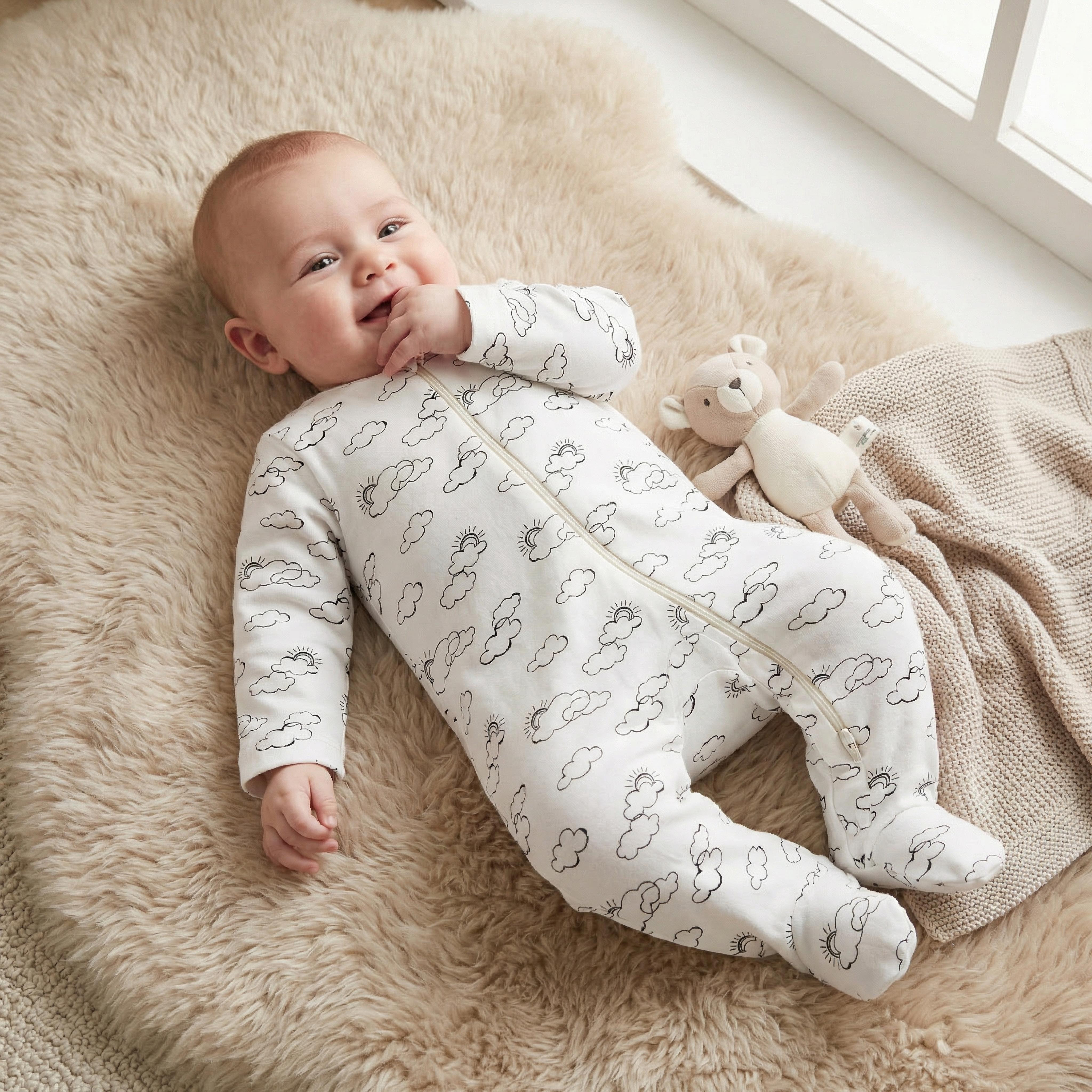 بدلة نوم بأكمام طويلة وسحاب إغلاق وطبعات من جونيورز-baby-girls-clothing-nightwear-sleepsuits-image-1