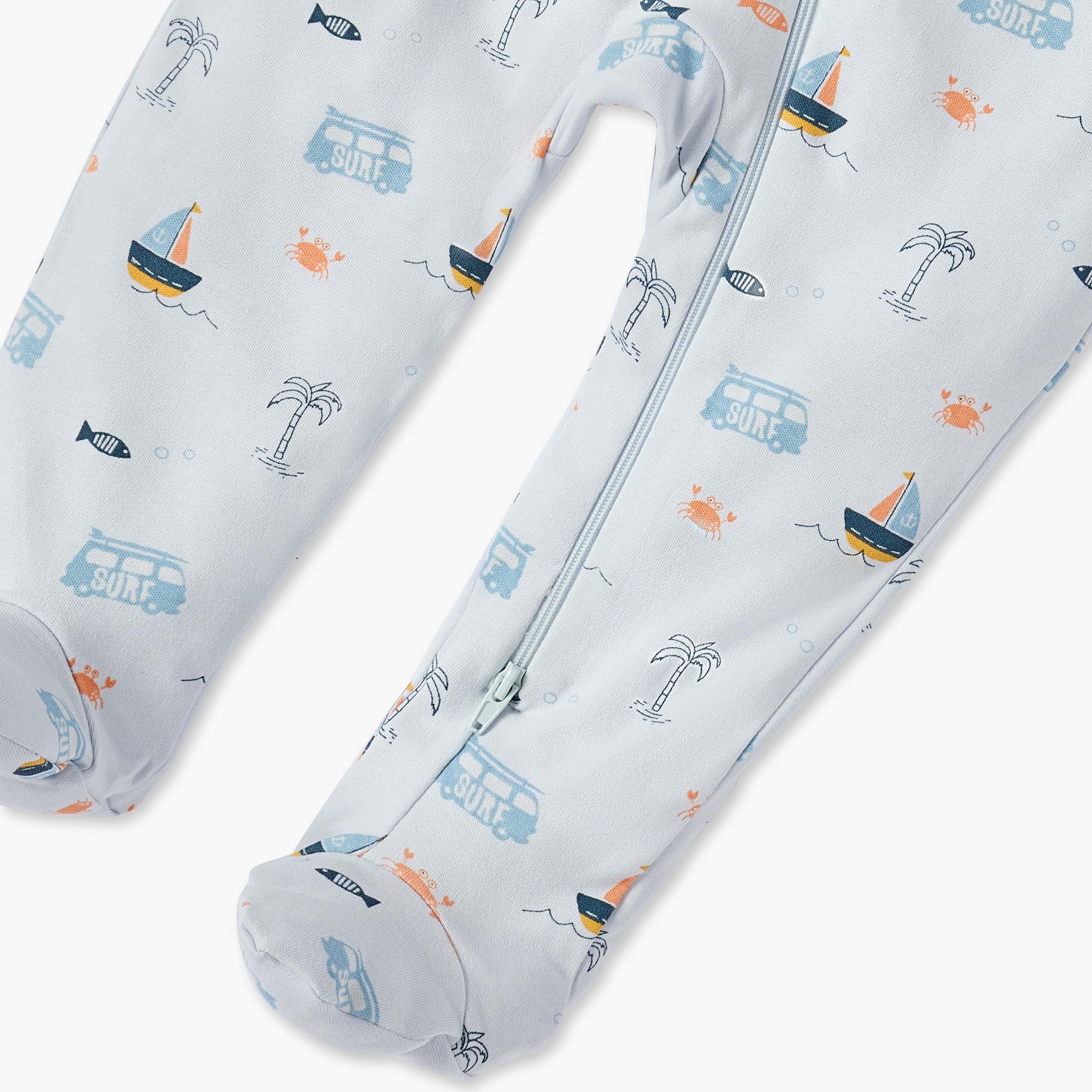 Juniors All-Over Nautical Print Closed Feet Sleepsuit with Long Sleeves-baby-boys-clothing-nightwear-sleepsuits-image-5