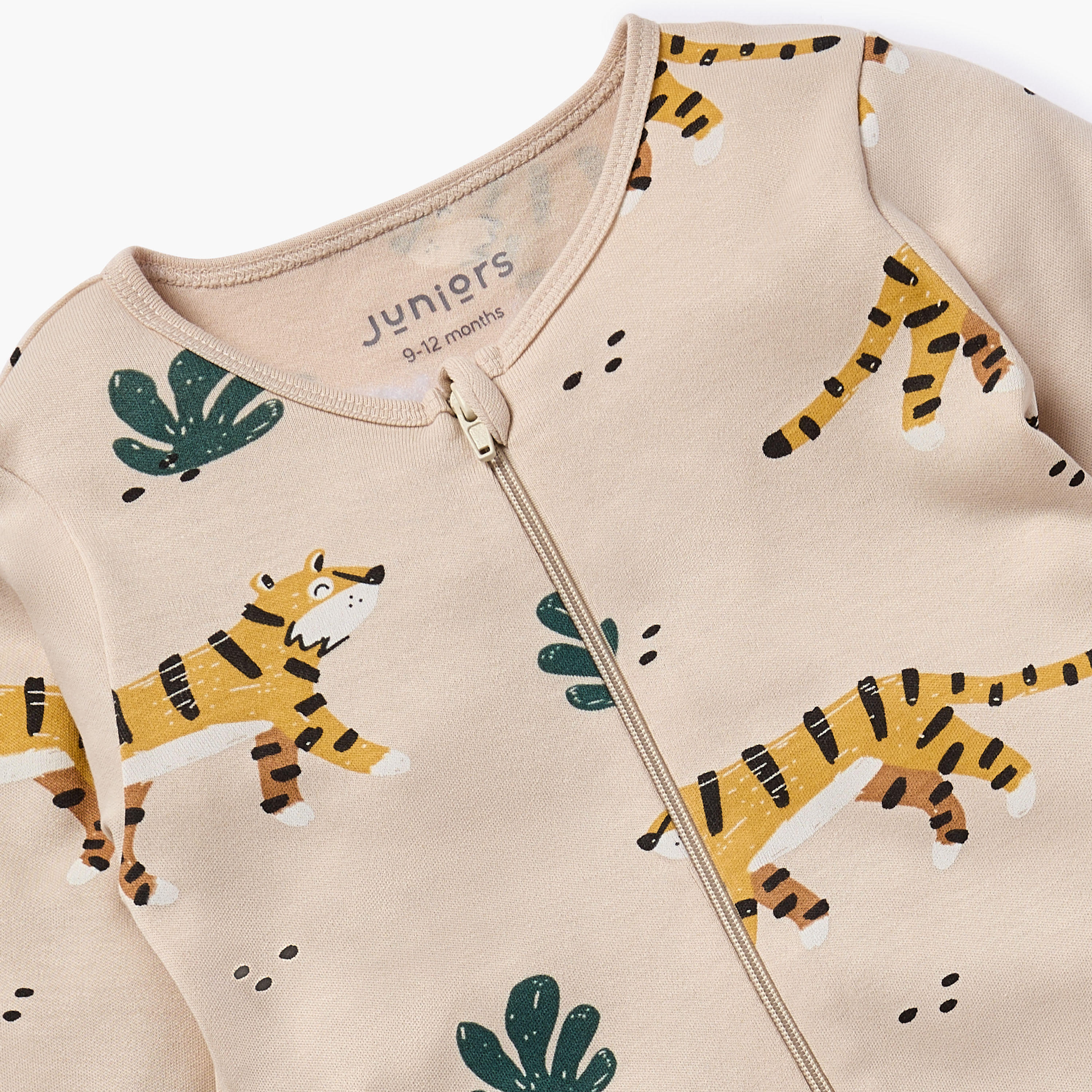 Juniors Tiger Print Sleepsuit with Long Sleeves and Zip Closure-baby-boys-clothing-nightwear-sleepsuits-image-4