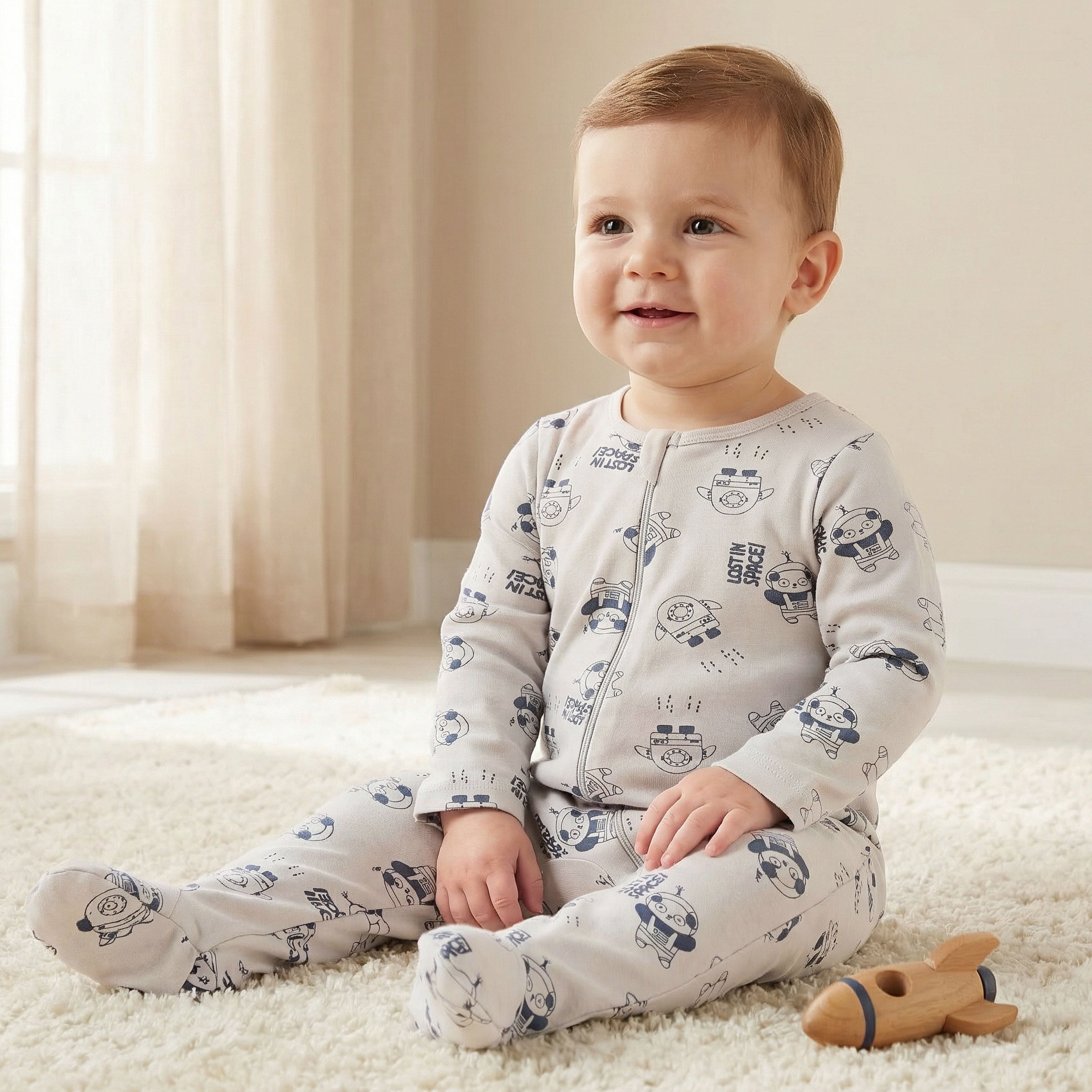 Juniors All-Over Print Sleepsuit with Long Sleeves and Zip Closure-baby-boys-clothing-nightwear-sleepsuits-image-1