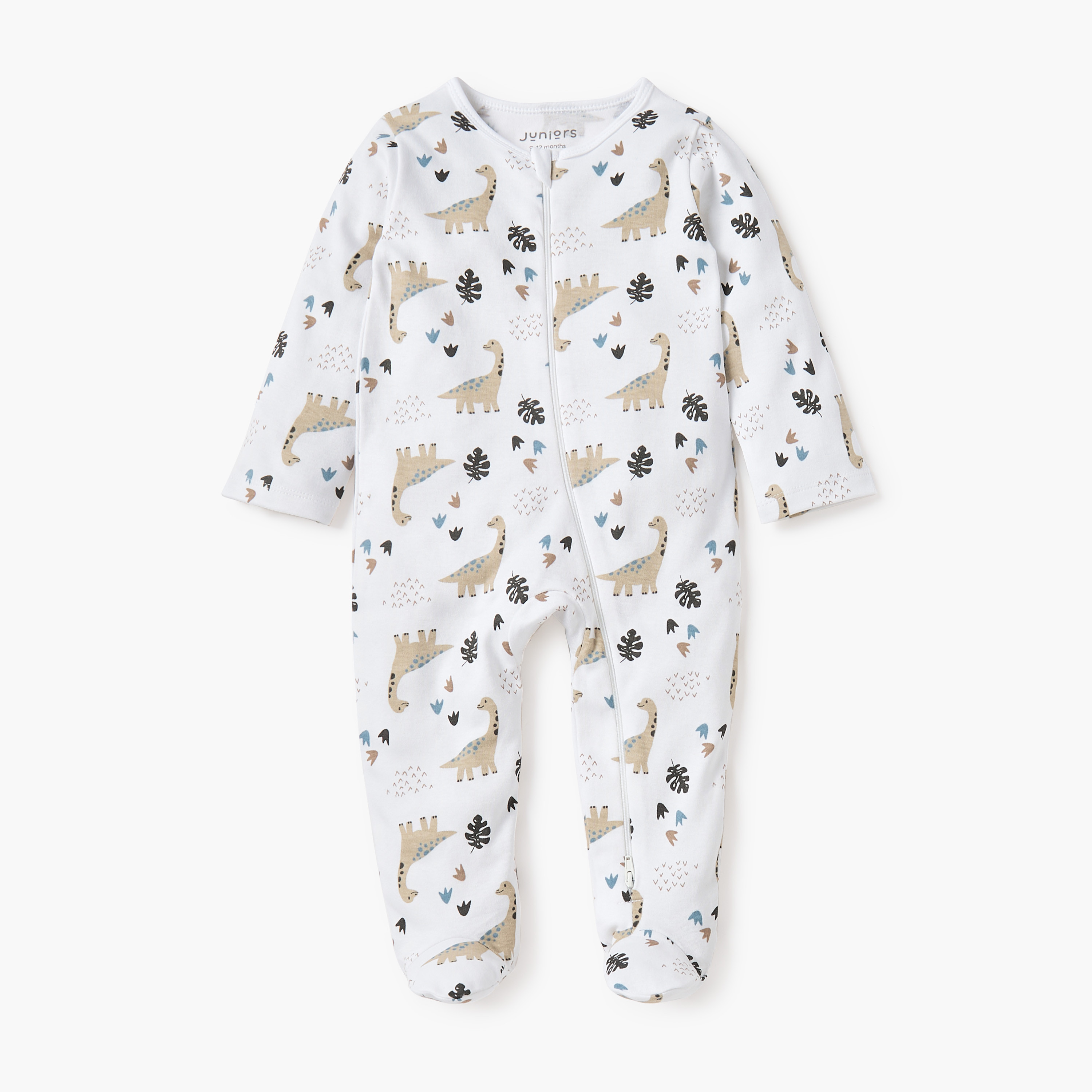 Juniors Dinosaur Print Sleepsuit with Zip Closure-baby-boys-clothing-nightwear-sleepsuits-image-1