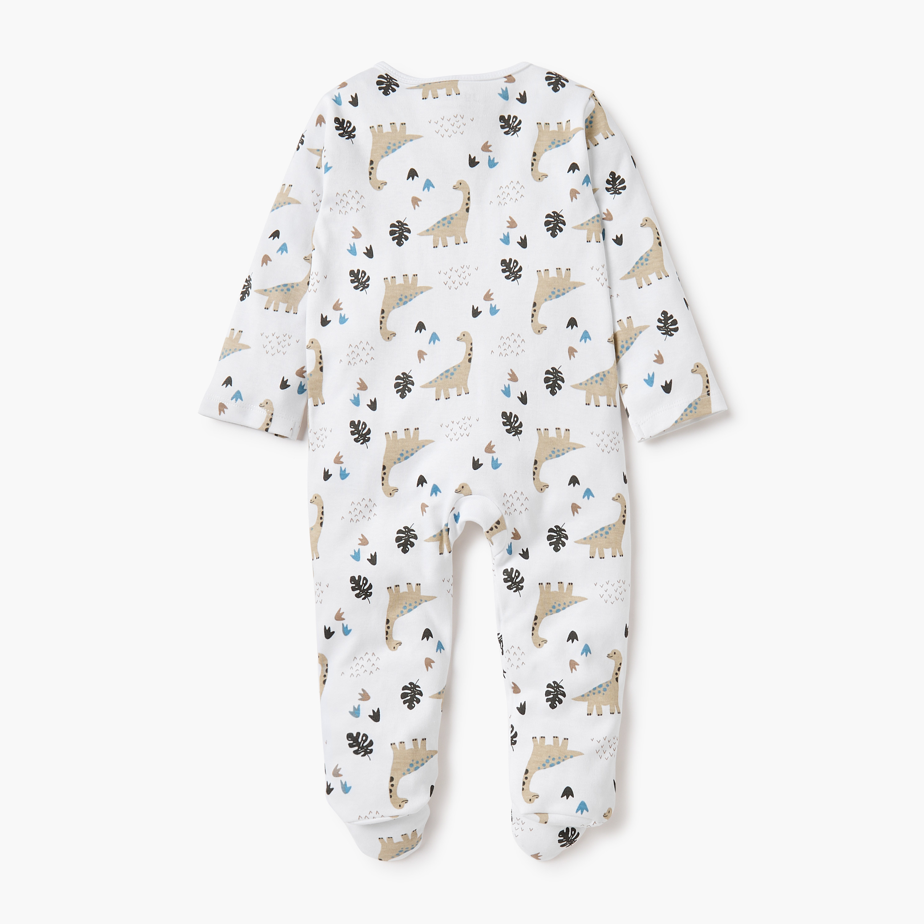 Juniors Dinosaur Print Sleepsuit with Zip Closure-baby-boys-clothing-nightwear-sleepsuits-image-2