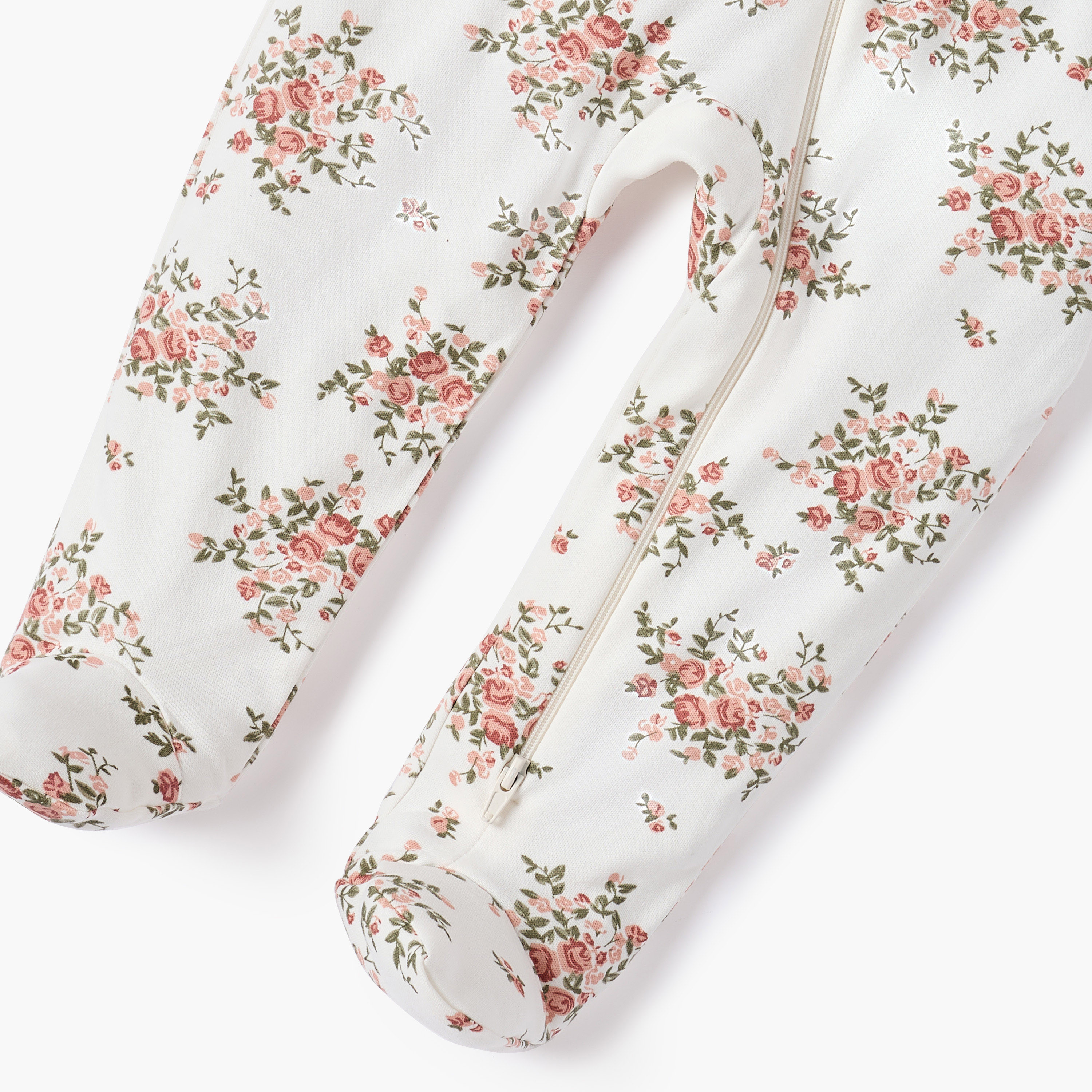 Juniors Floral Print Sleepsuit with Long Sleeves and Zip Closure-baby-girls-clothing-nightwear-sleepsuits-image-5