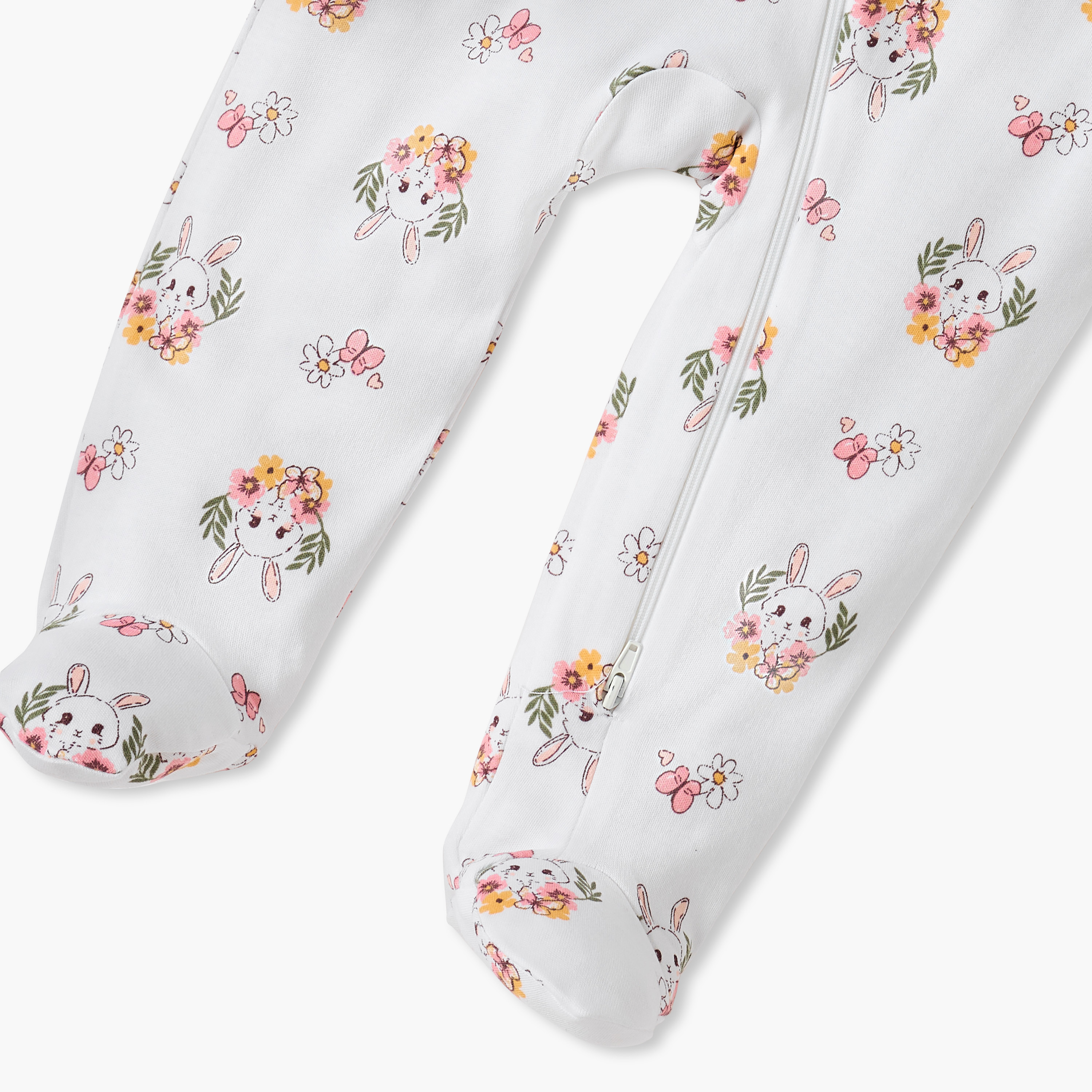 Juniors All-Over Bunny Print Closed Feet Sleepsuit with Long Sleeves-baby-girls-clothing-nightwear-sleepsuits-image-5