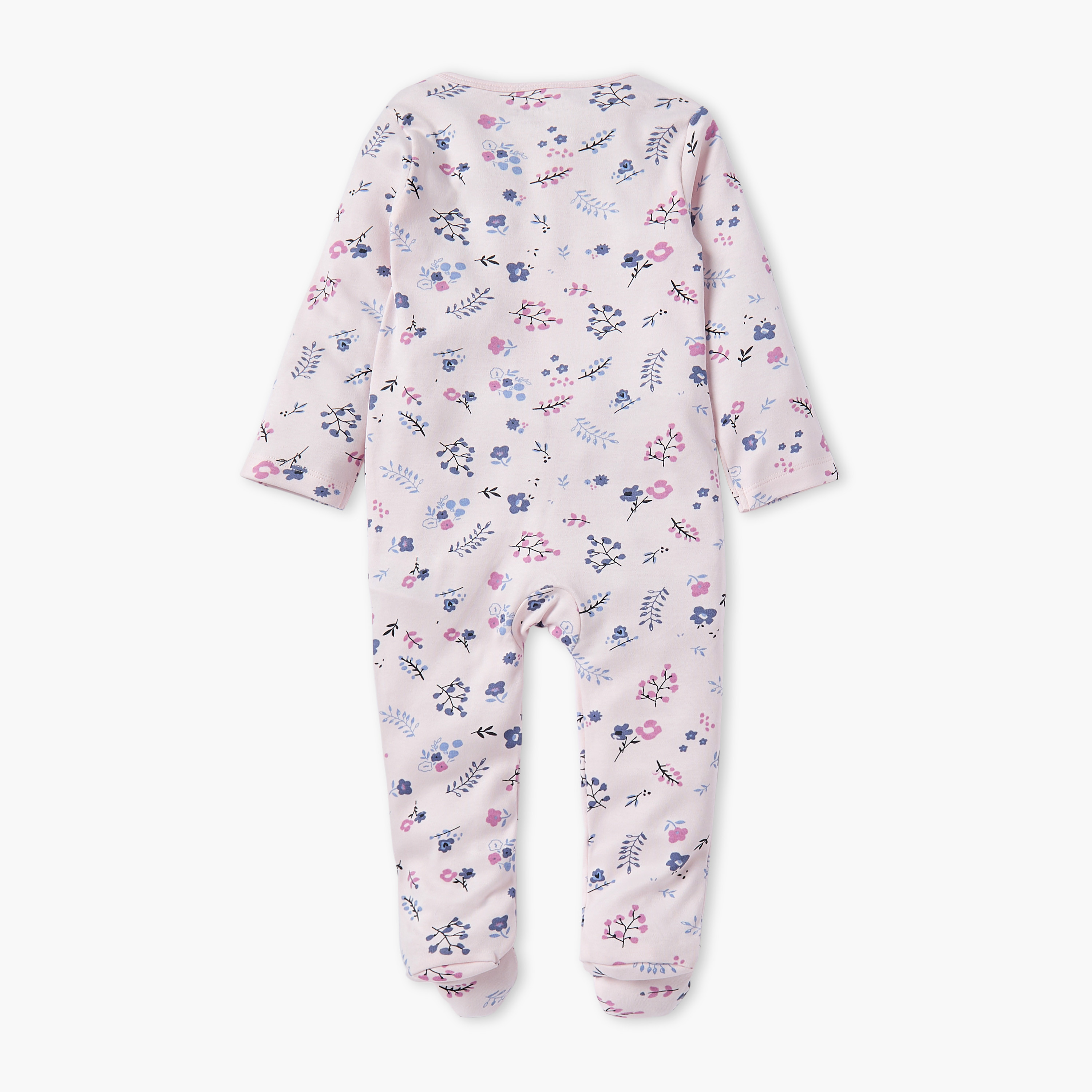 Juniors All-Over Floral Print Closed Feet Sleepsuit with Long Sleeves-baby-girls-clothing-nightwear-sleepsuits-image-3