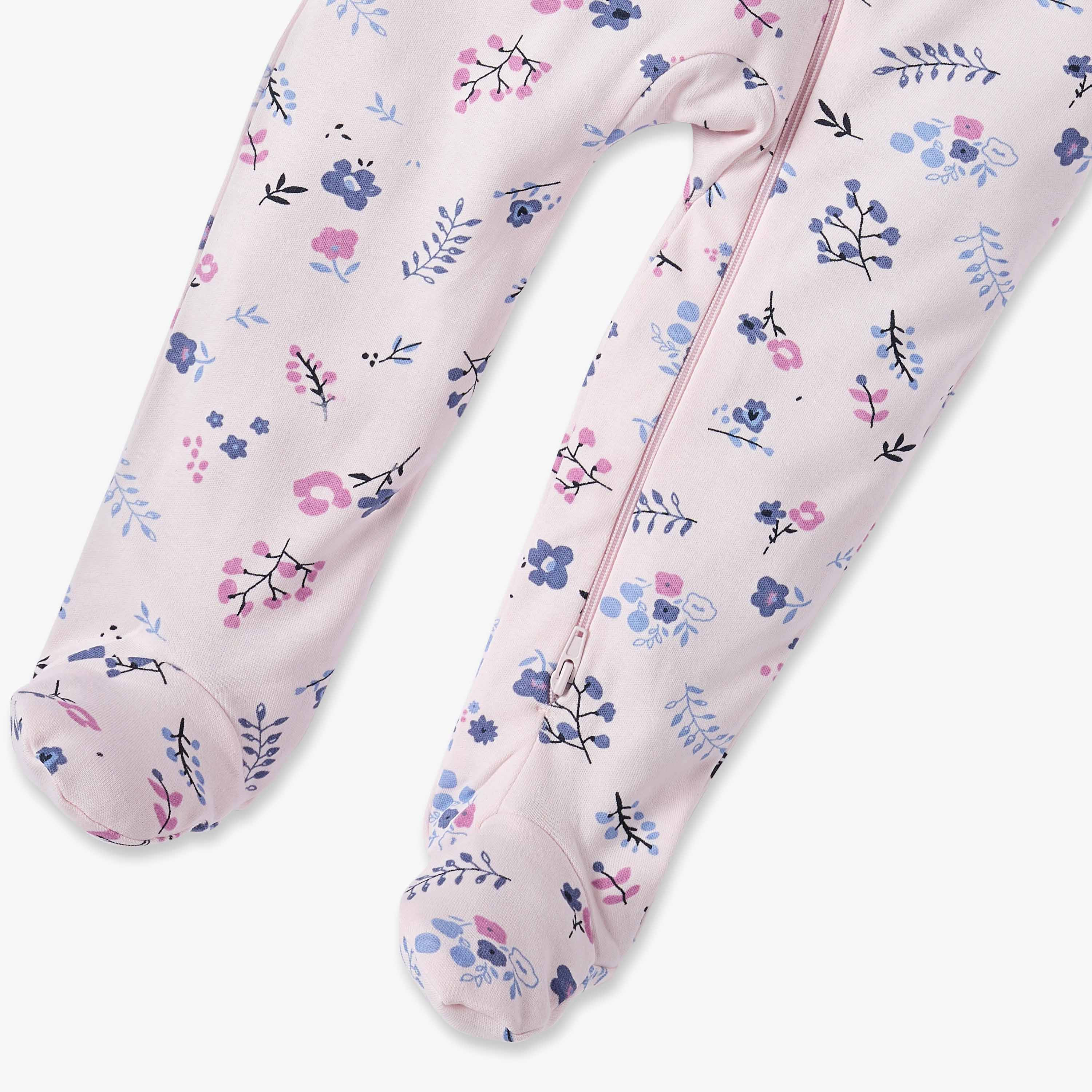 Juniors All-Over Floral Print Closed Feet Sleepsuit with Long Sleeves-baby-girls-clothing-nightwear-sleepsuits-image-5