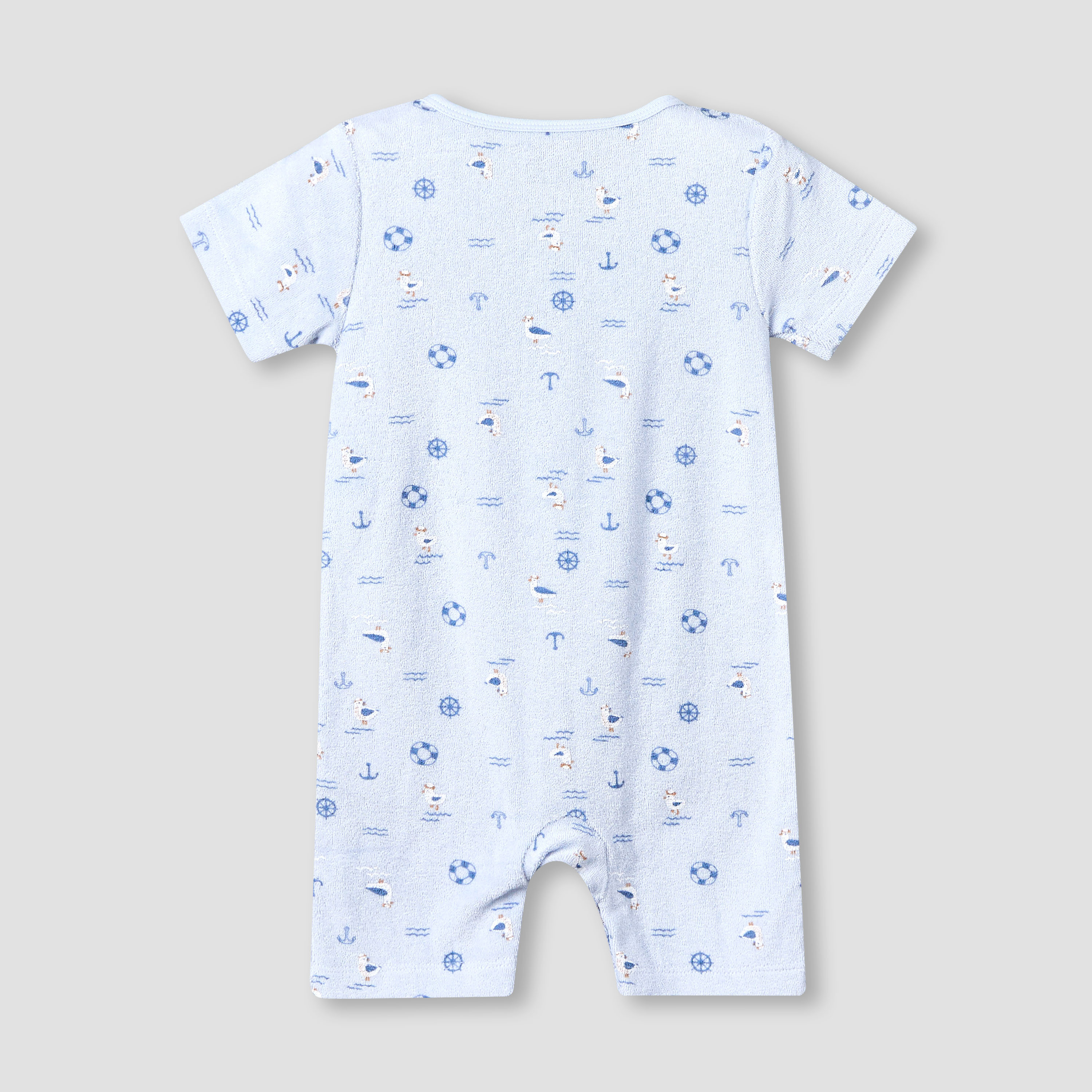 Juniors Round Neck Short Sleeves Romper with Nautical Print-baby-boys-clothing-rompers-image-3